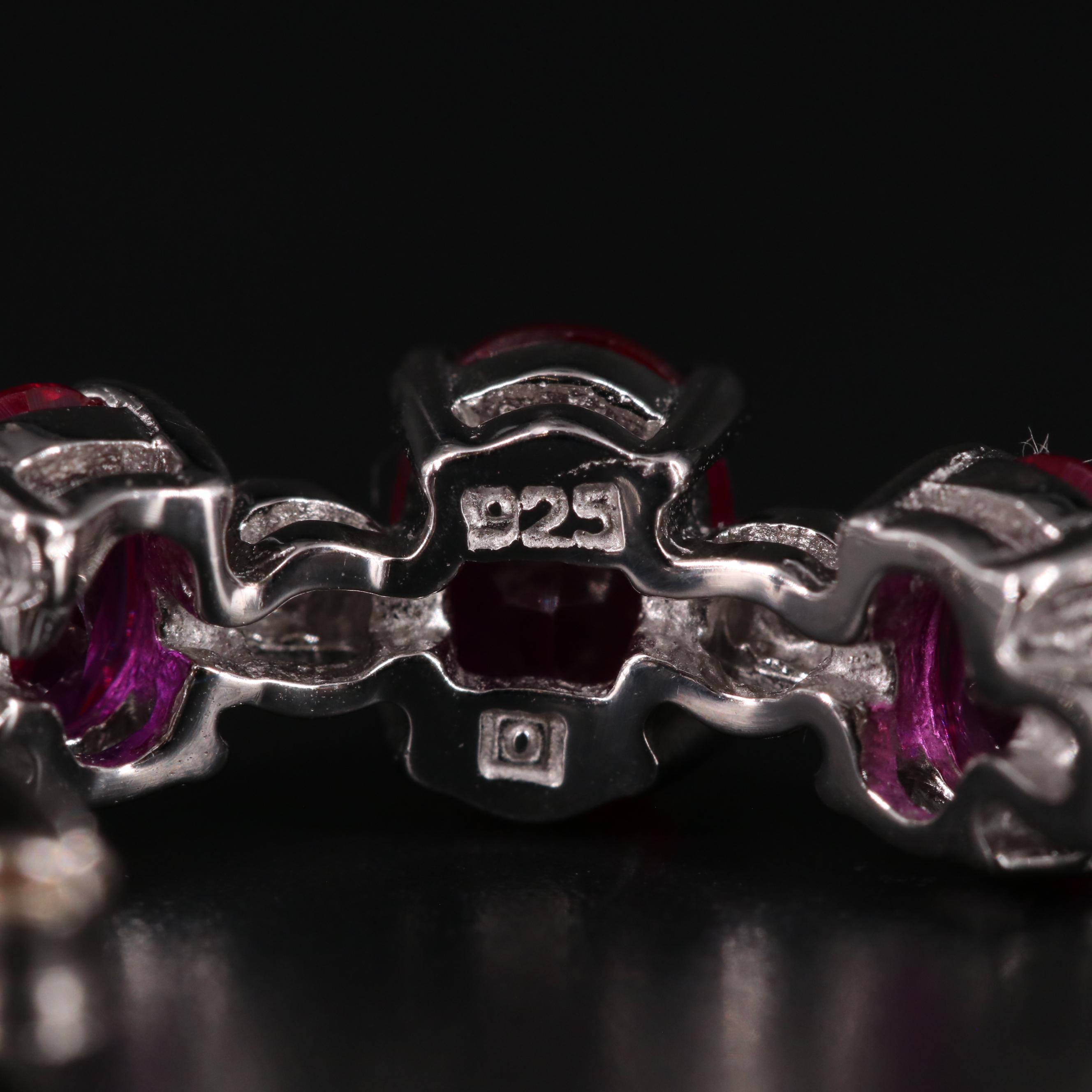 Sterling Silver Ruby and Cubic Zirconia Earrings