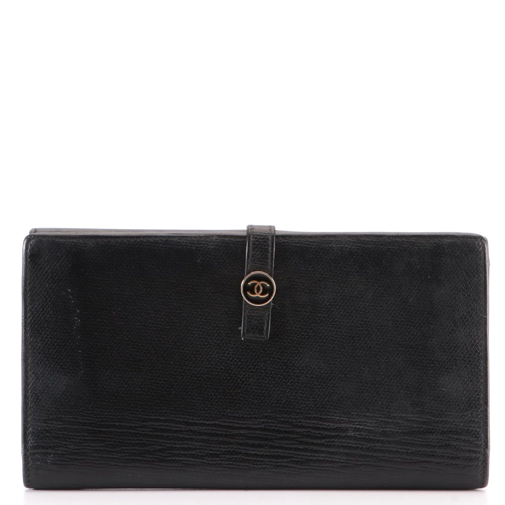 Chanel Long Wallet in Black Cross Grain Leather