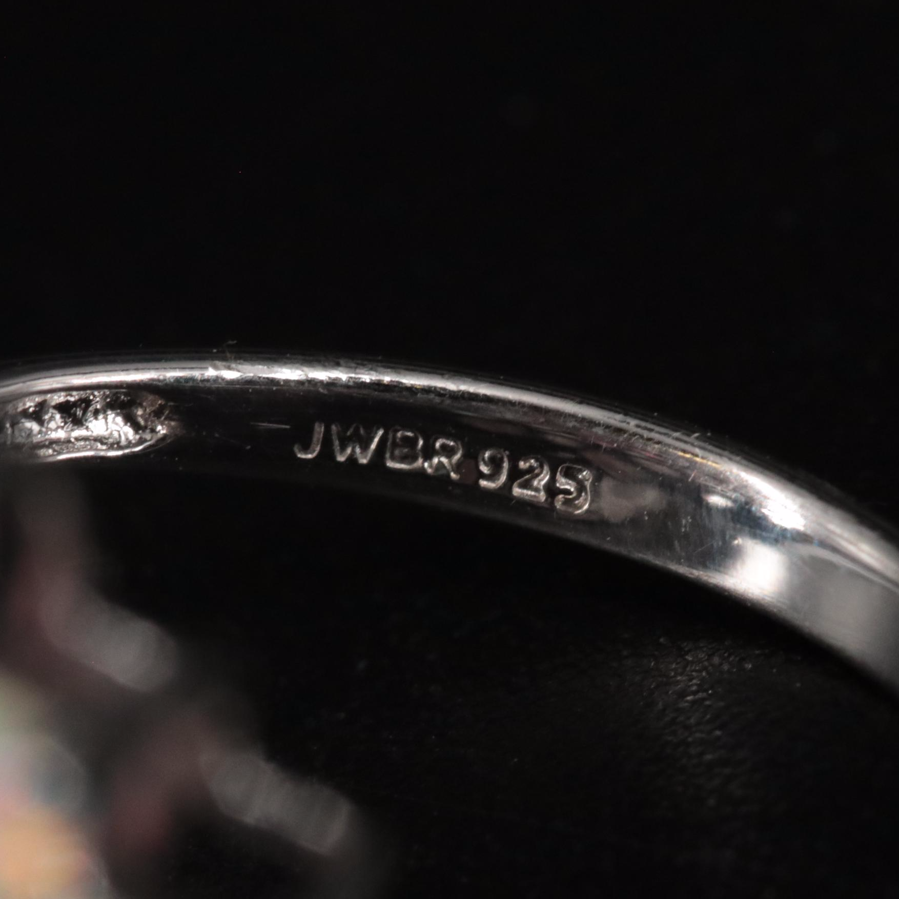 Sterling Silver Opal Flower Ring with Diamond Accents