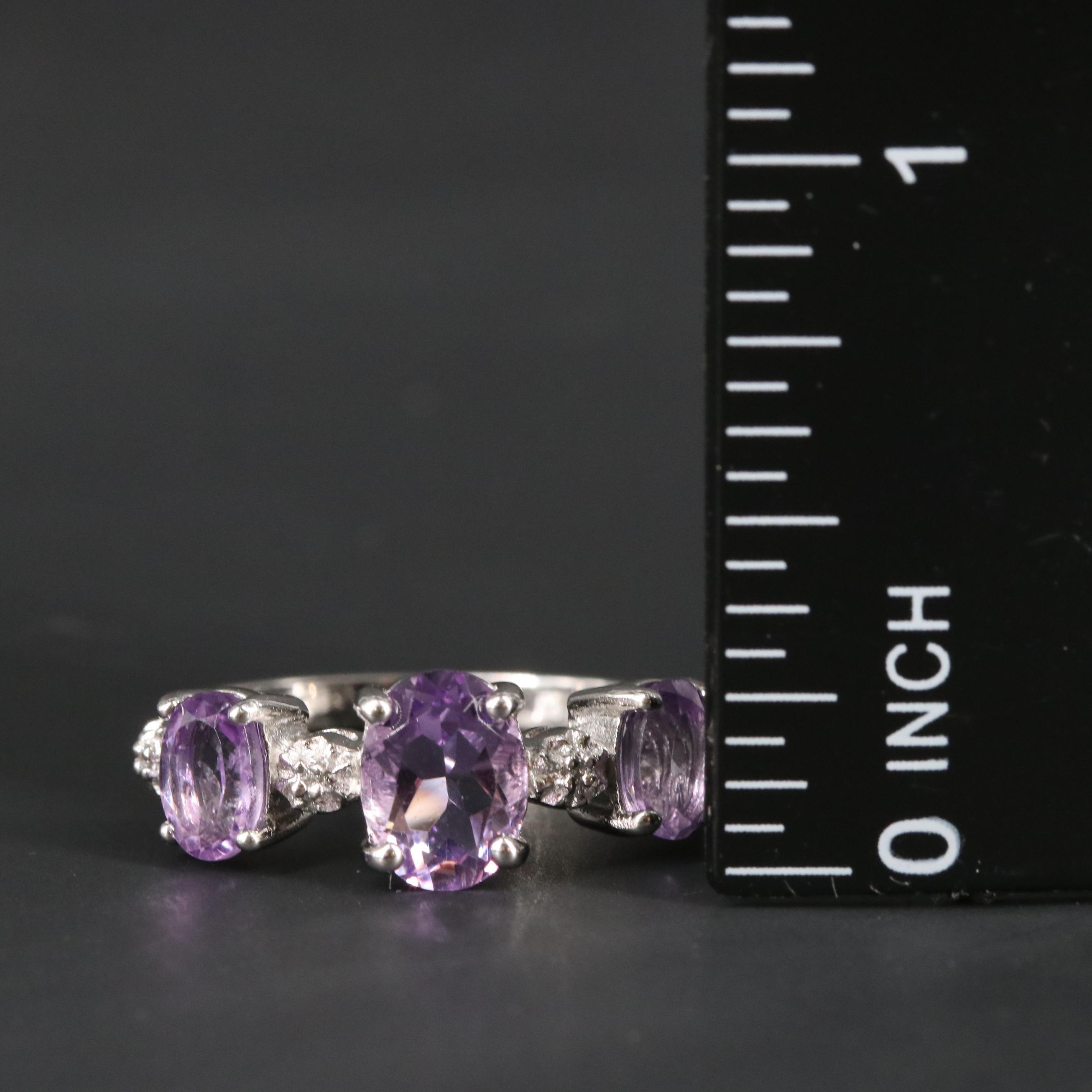 Sterling Silver Amethyst and Cubic Zirconia Ring