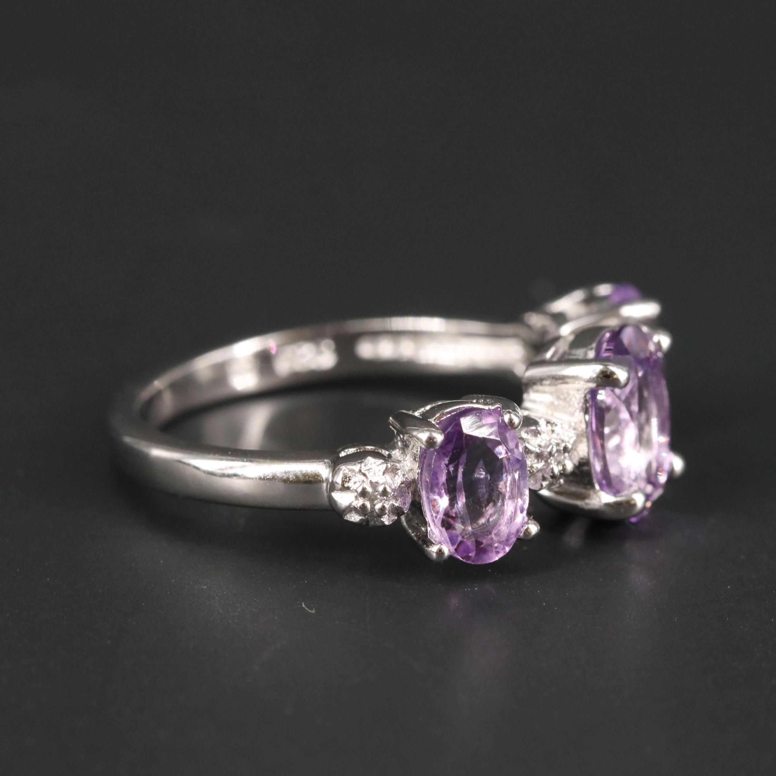 Sterling Silver Amethyst and Cubic Zirconia Ring