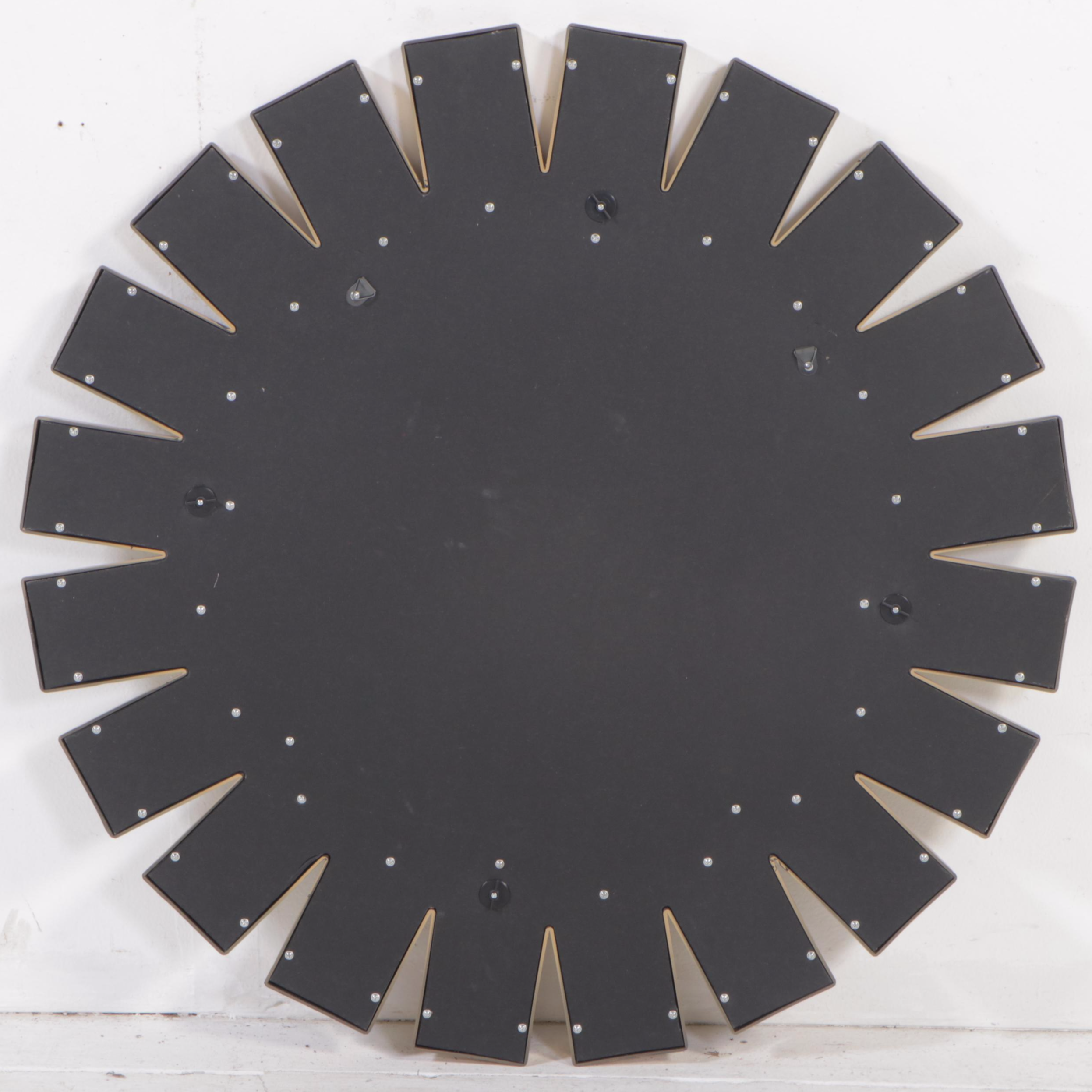 Two Modernist Style Gilt-Decorated and Molded Plastic Sunburst Mirrors