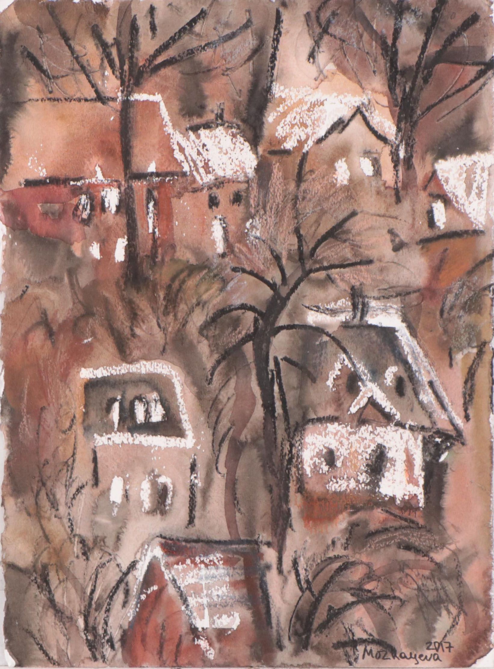 Marina Mozhayeva Residential Landscape Watercolor Painting, 2017