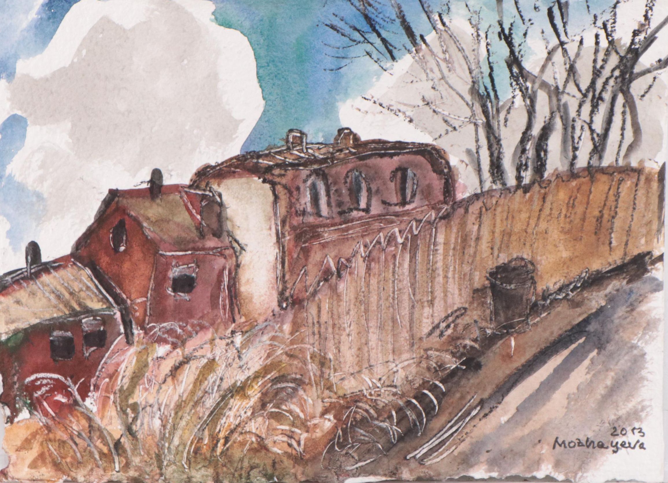 Marina Mozhayeva Rural Scene Watercolor Painting, 2013