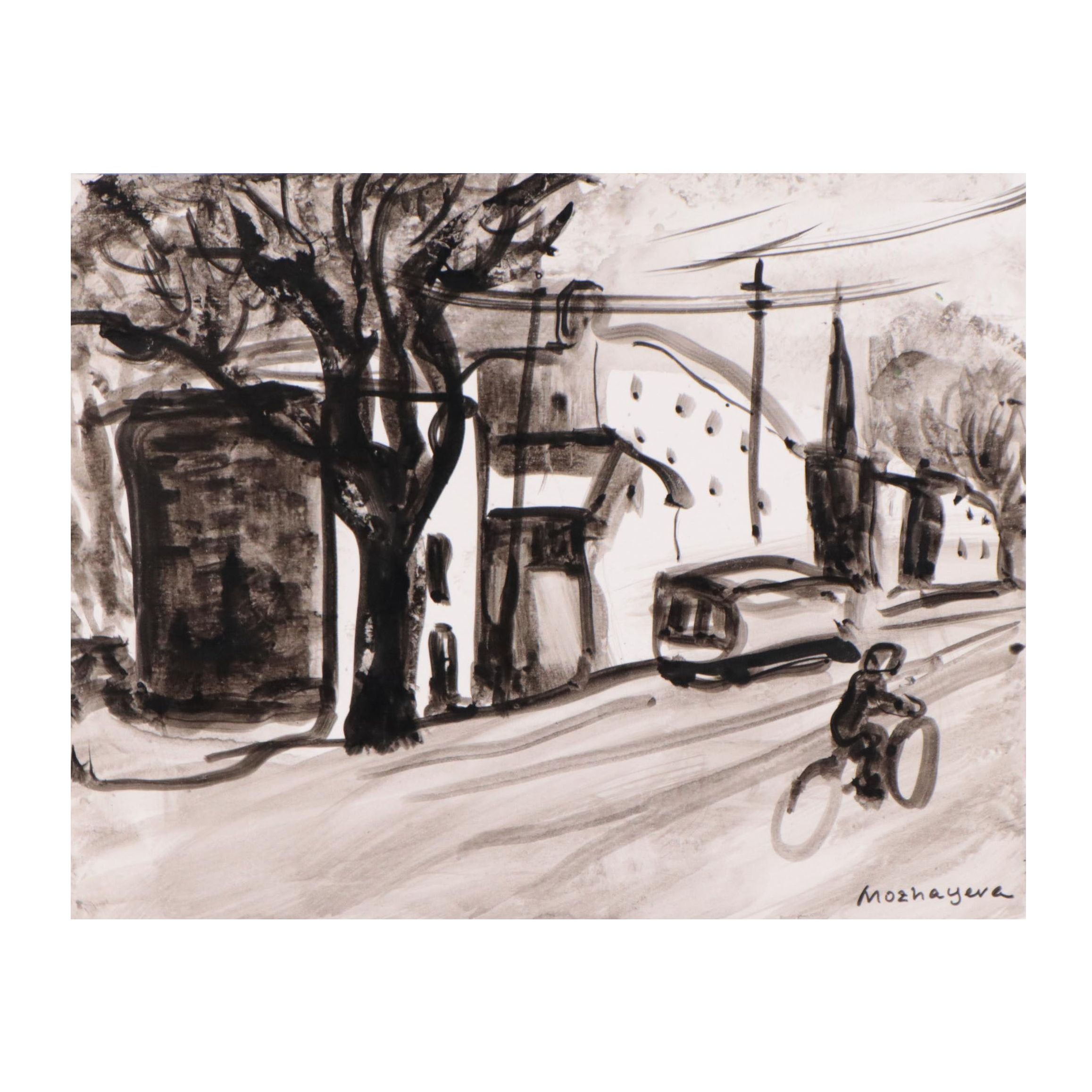 Marina Mozhayeva Street Scene Ink Wash Painting