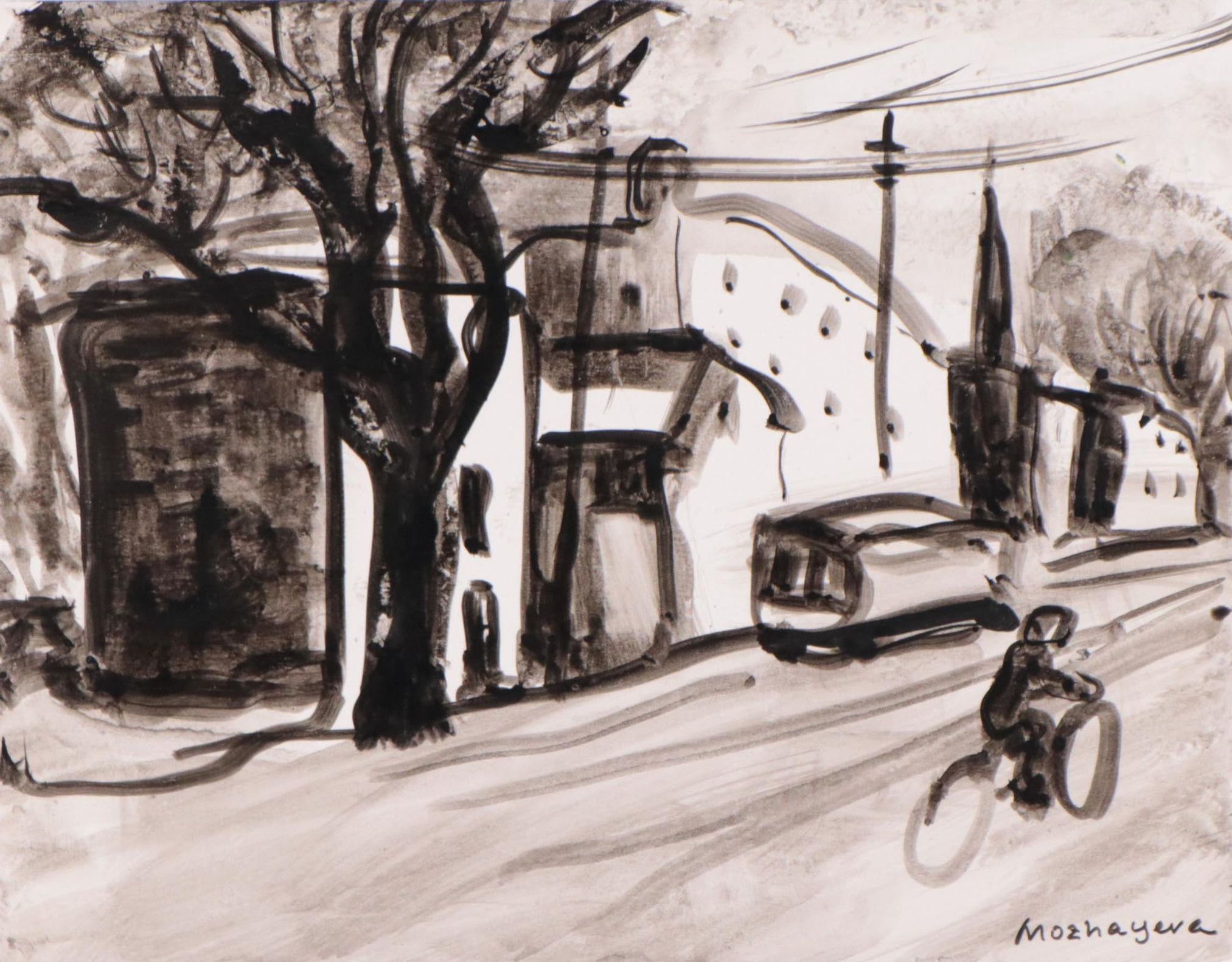 Marina Mozhayeva Street Scene Ink Wash Painting