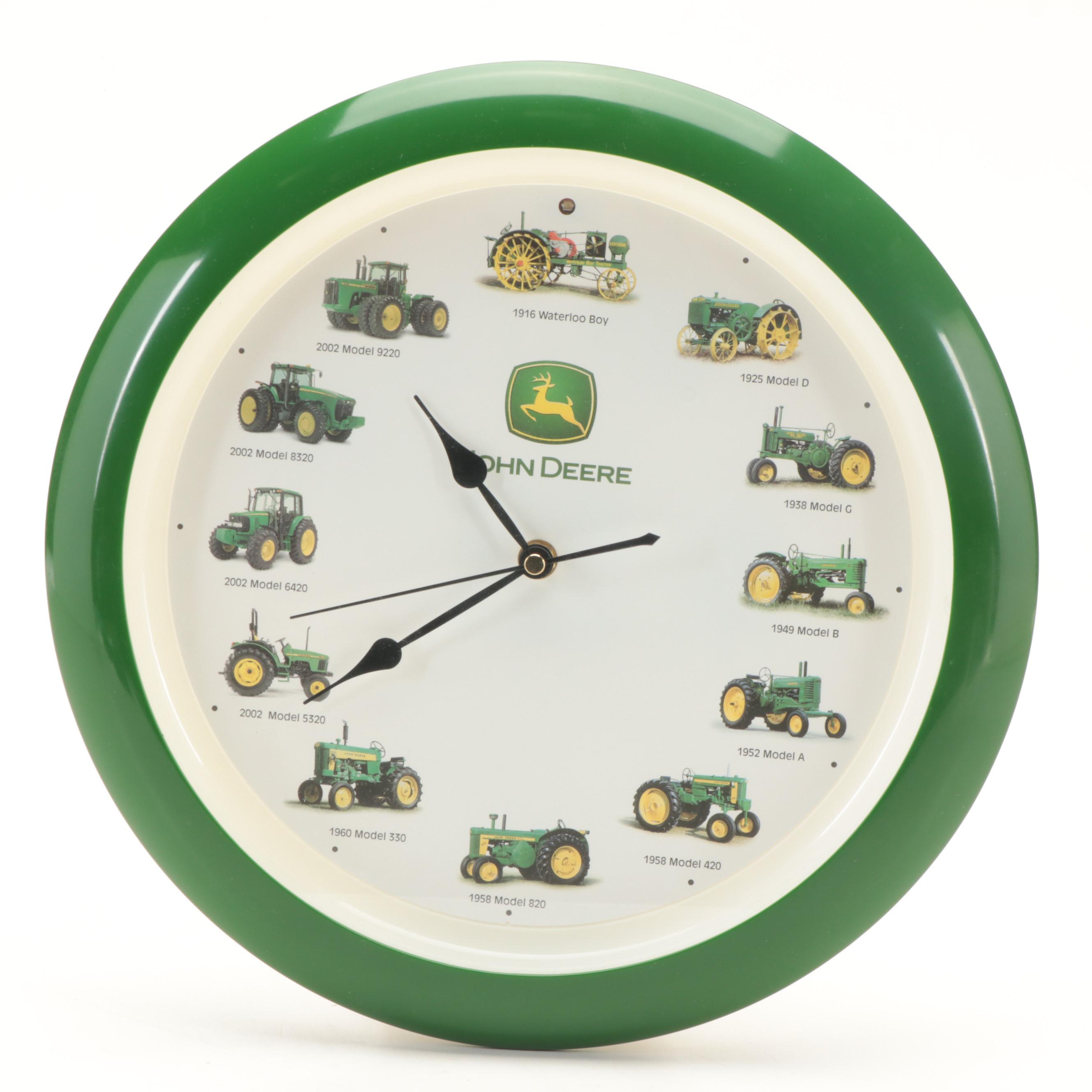 John Deere Clock with Metal John Deere Trays