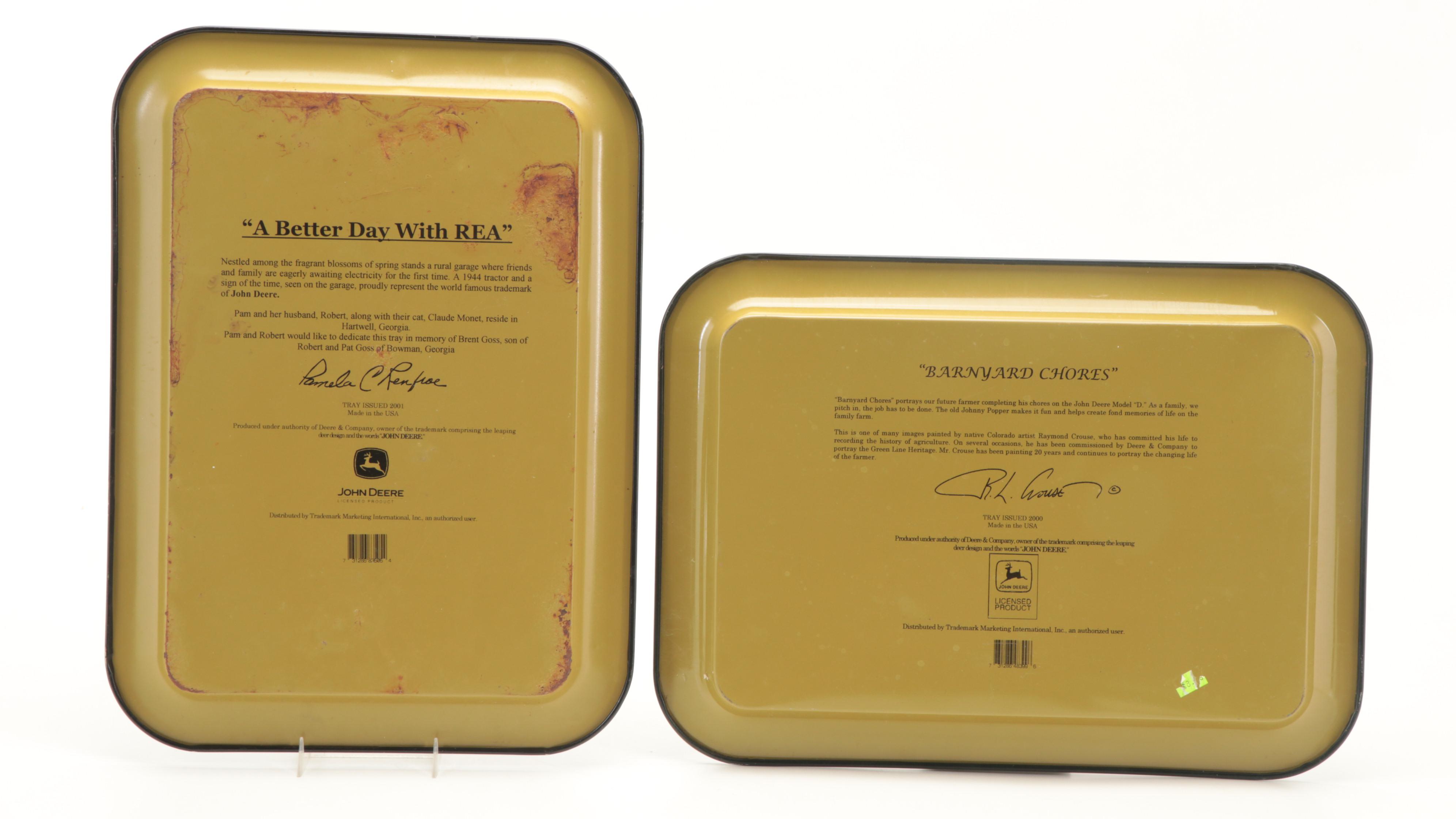 John Deere Clock with Metal John Deere Trays