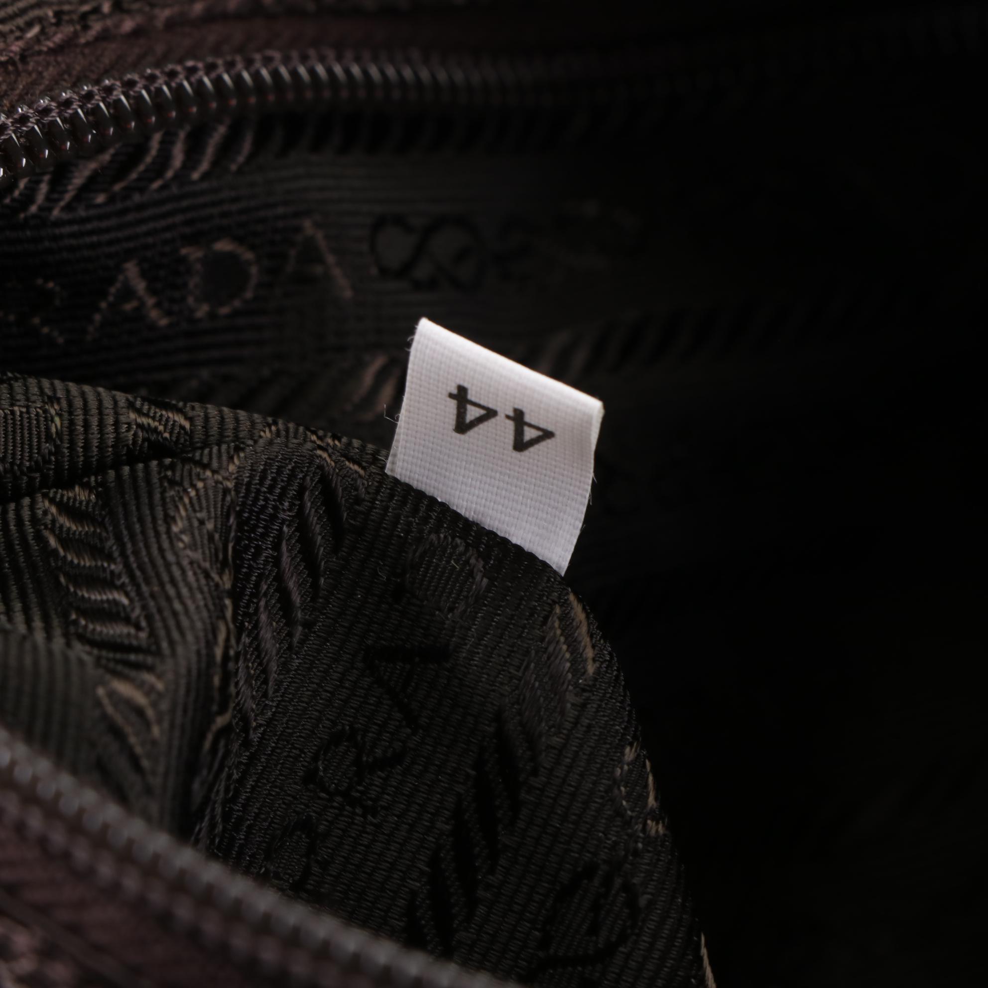 Prada Duffle Bag in Brown Nylon Gabardine and Saffiano Leather w/Shoulder Strap