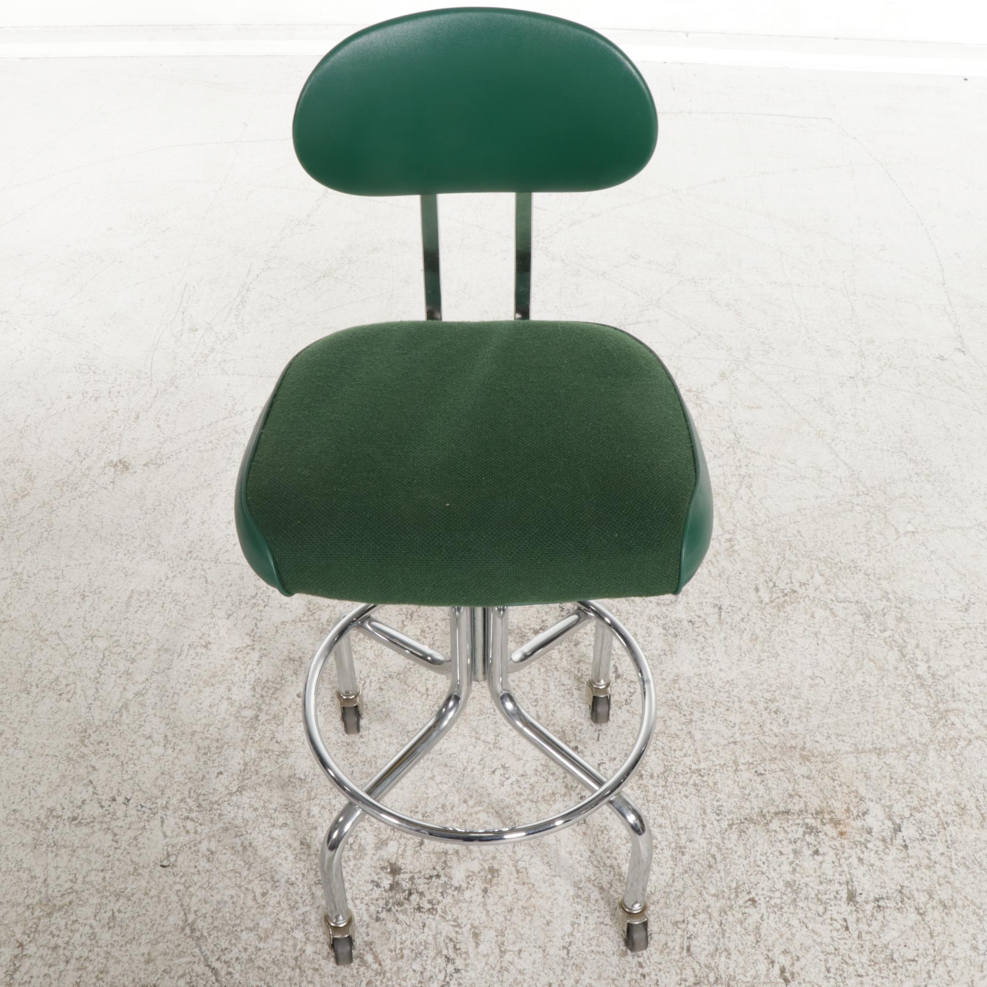 InterRoyal Metal Adjustable Rolling Drafting Chair, 1980s