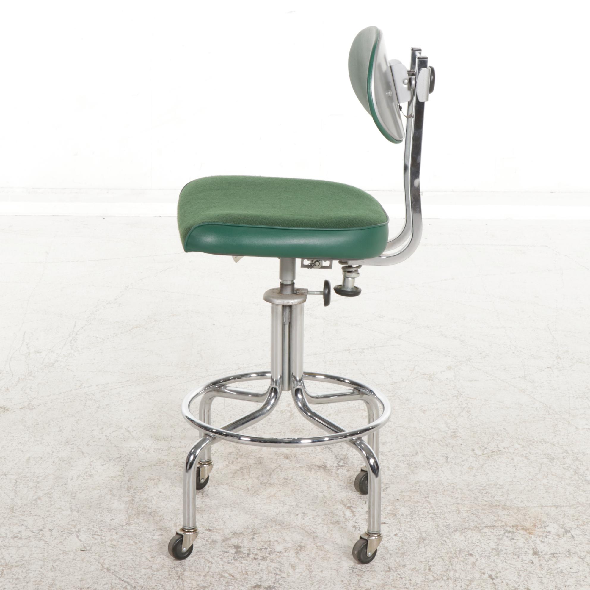 InterRoyal Metal Adjustable Rolling Drafting Chair, 1980s