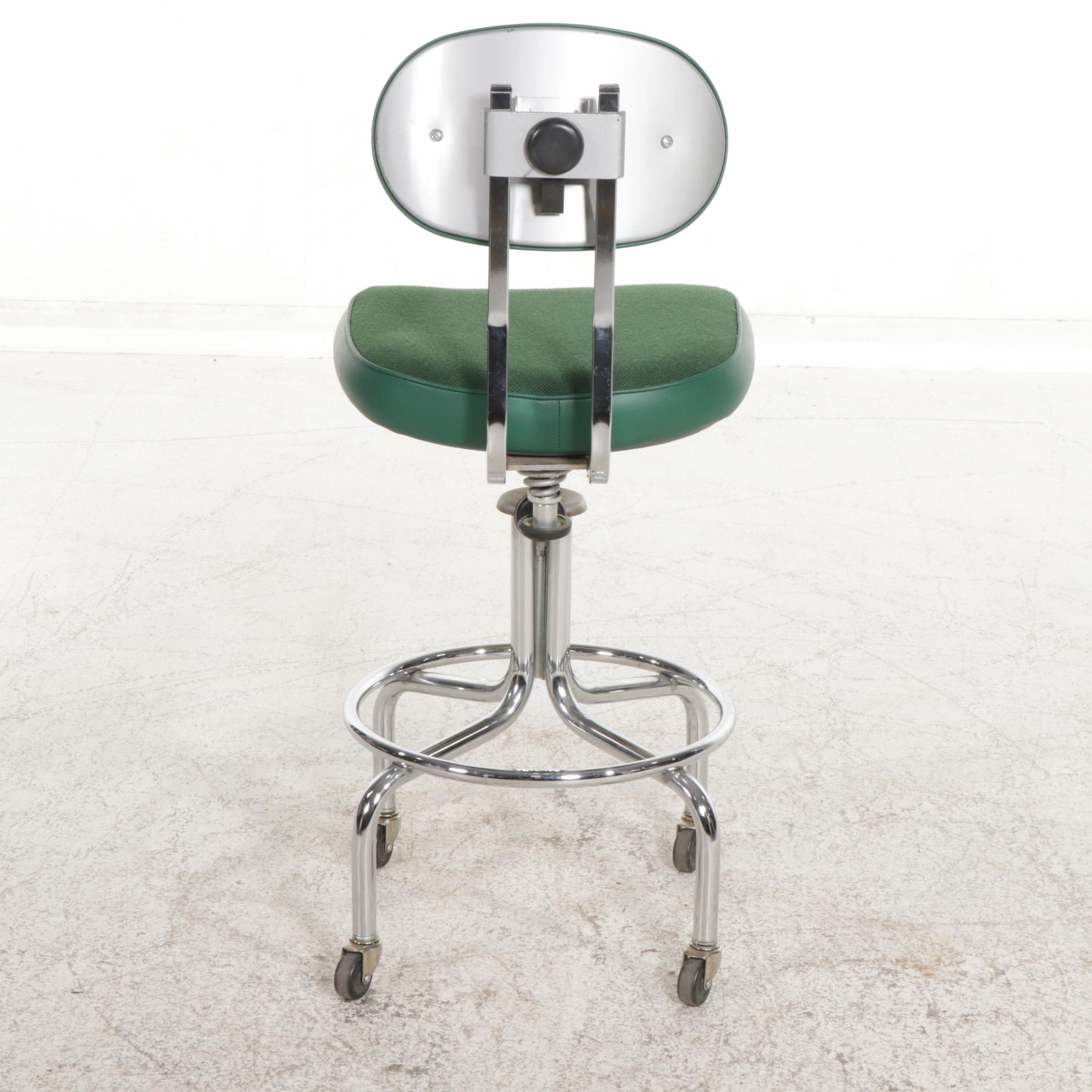 InterRoyal Metal Adjustable Rolling Drafting Chair, 1980s