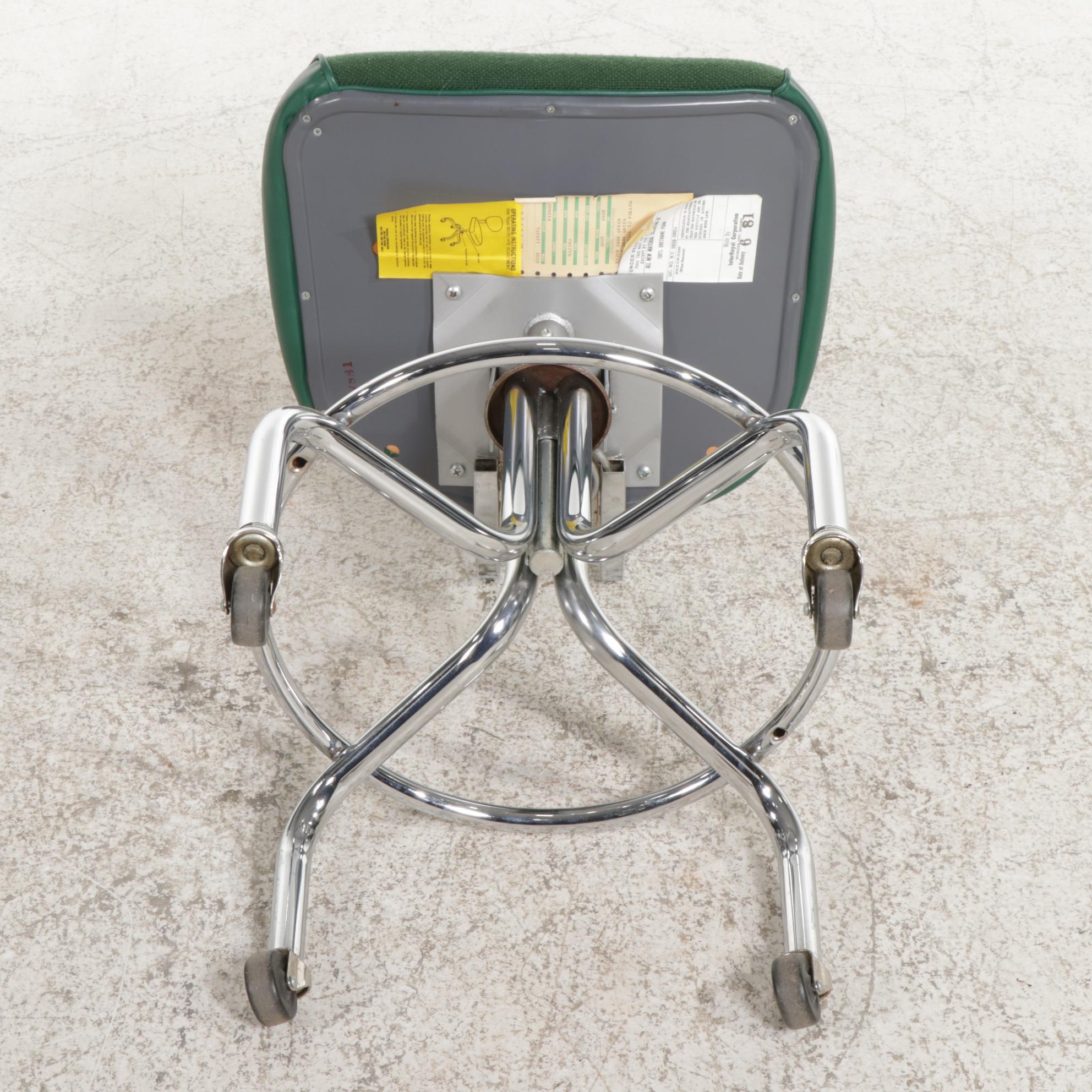 InterRoyal Metal Adjustable Rolling Drafting Chair, 1980s