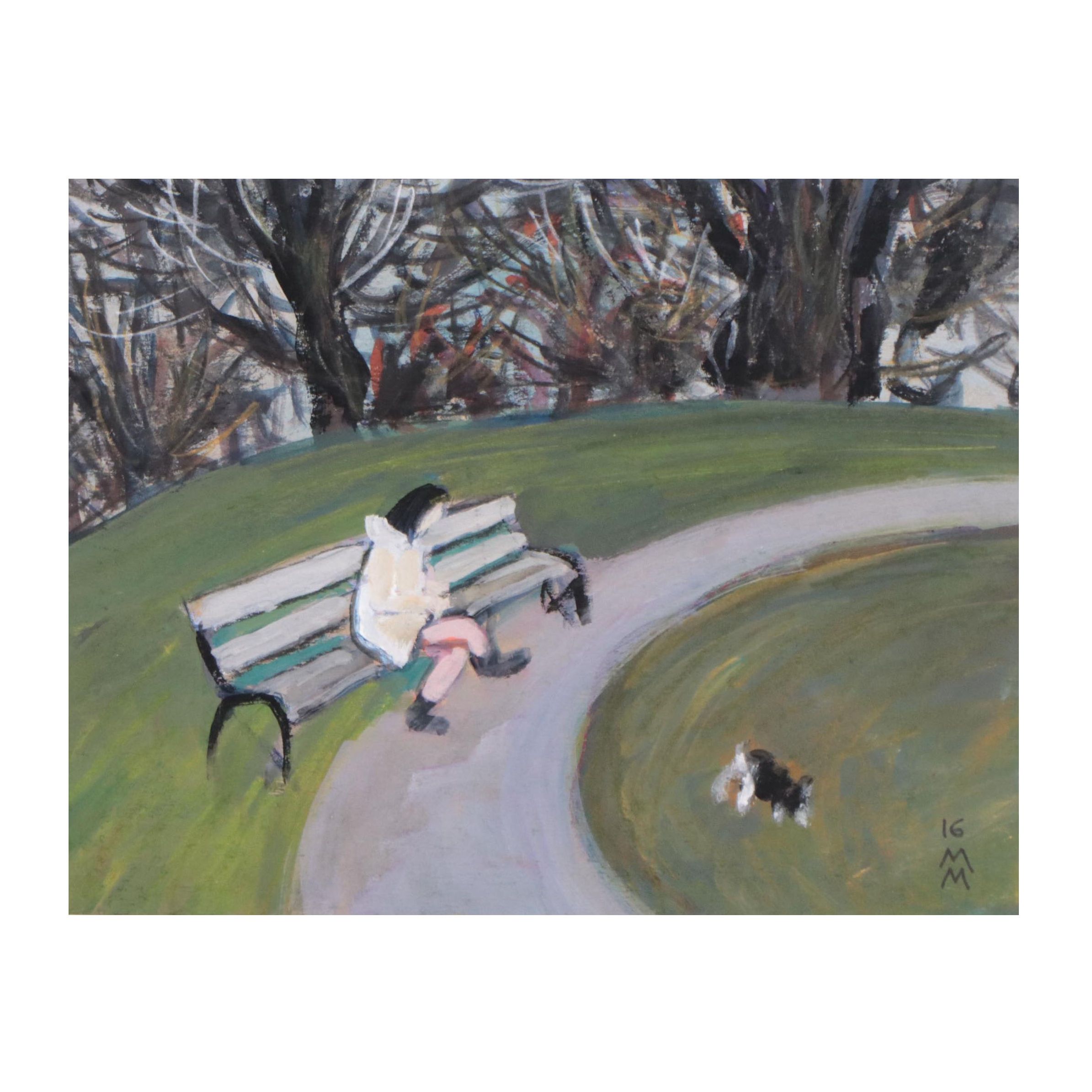 Marina Mozhayeva Acrylic Painting of Park Scene, 2016