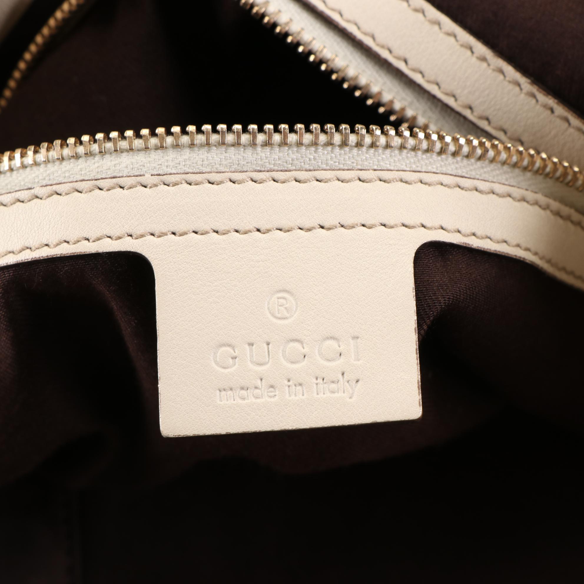 Gucci Bamboo Large Hobo Bag in GG Canvas and Ivory Leather w/Strap