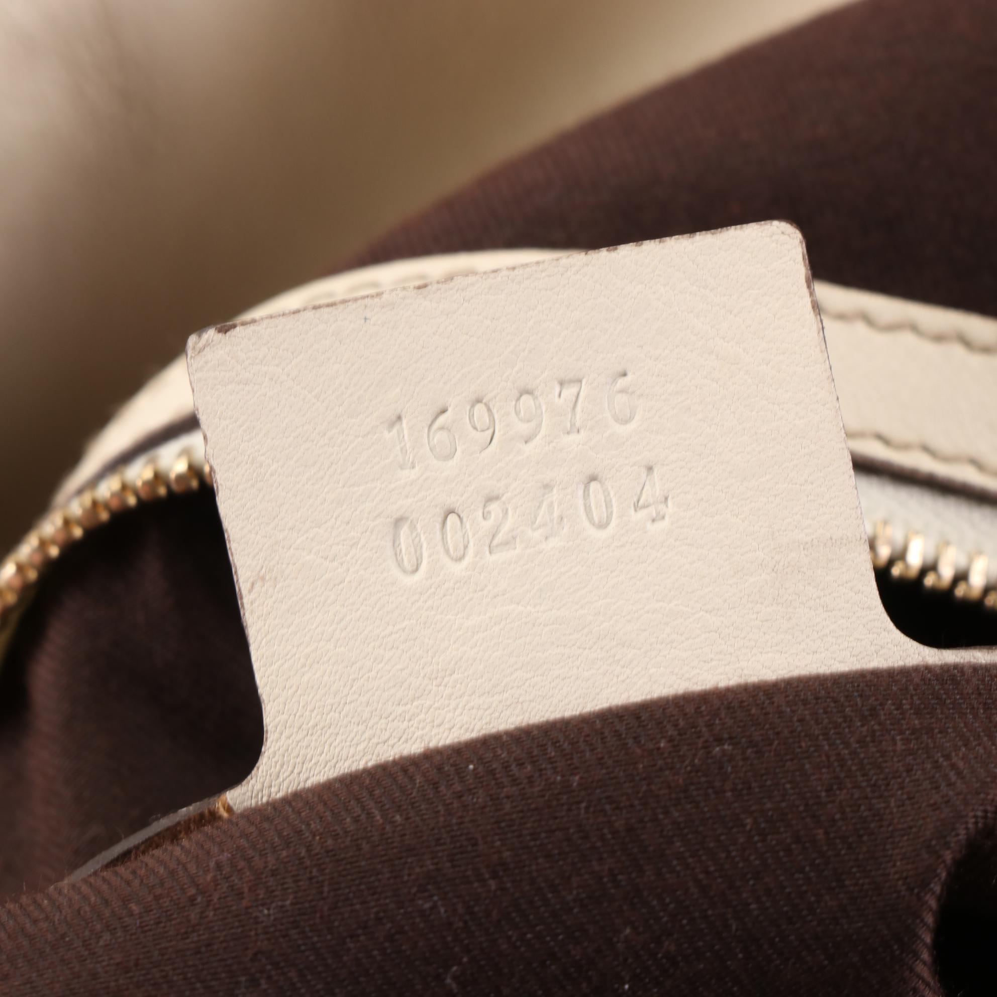 Gucci Bamboo Large Hobo Bag in GG Canvas and Ivory Leather w/Strap