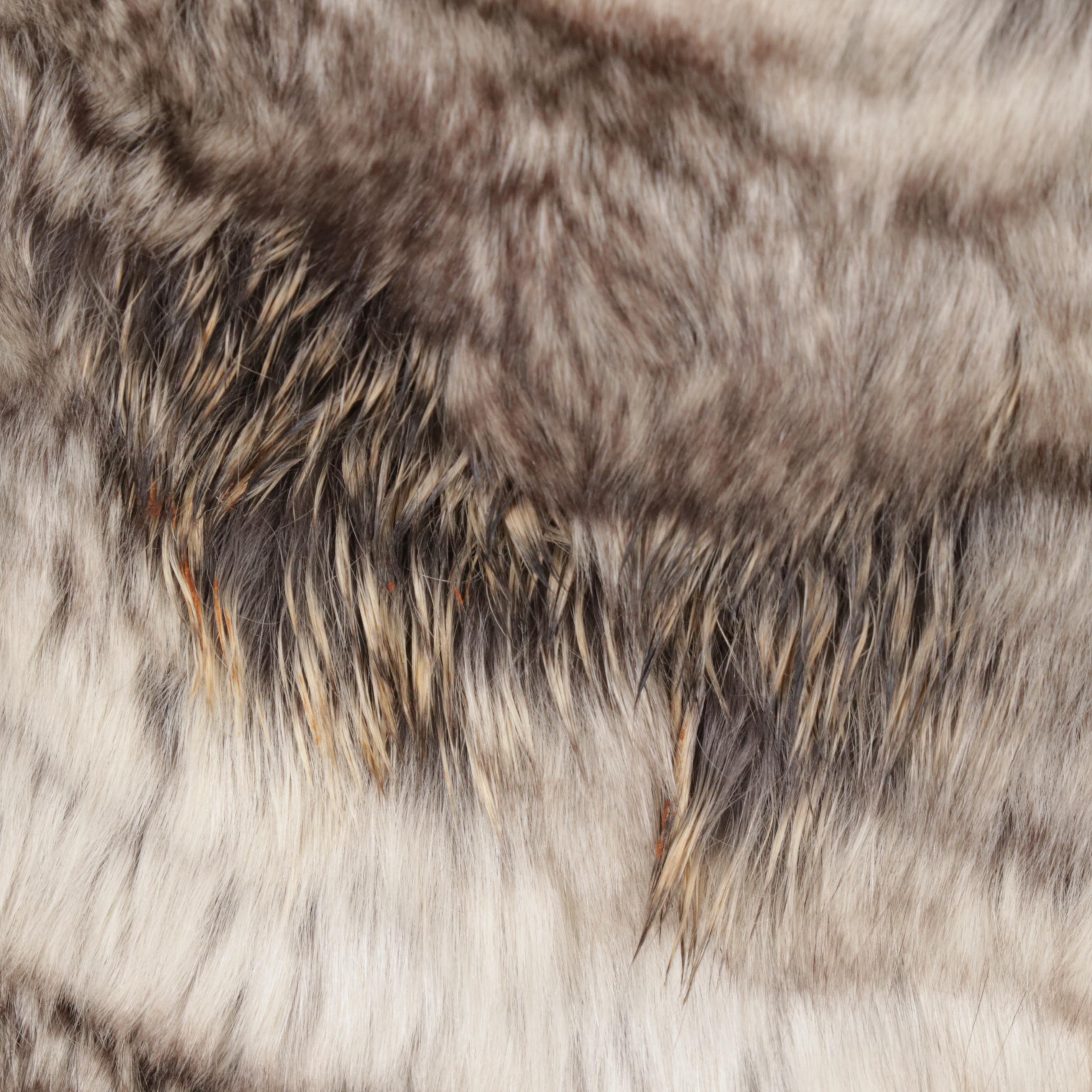 Wool Cropped Sweater with Chinchilla Dyed Rex Rabbit Fur Collar