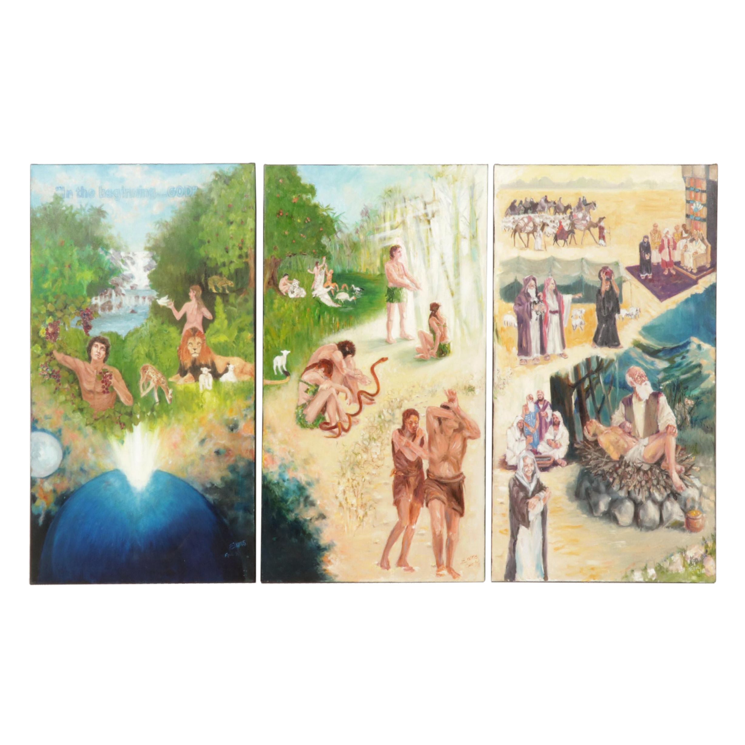 "Epic" Suite Oil Paintings of the Garden of Eden and Abraham, 21st Century