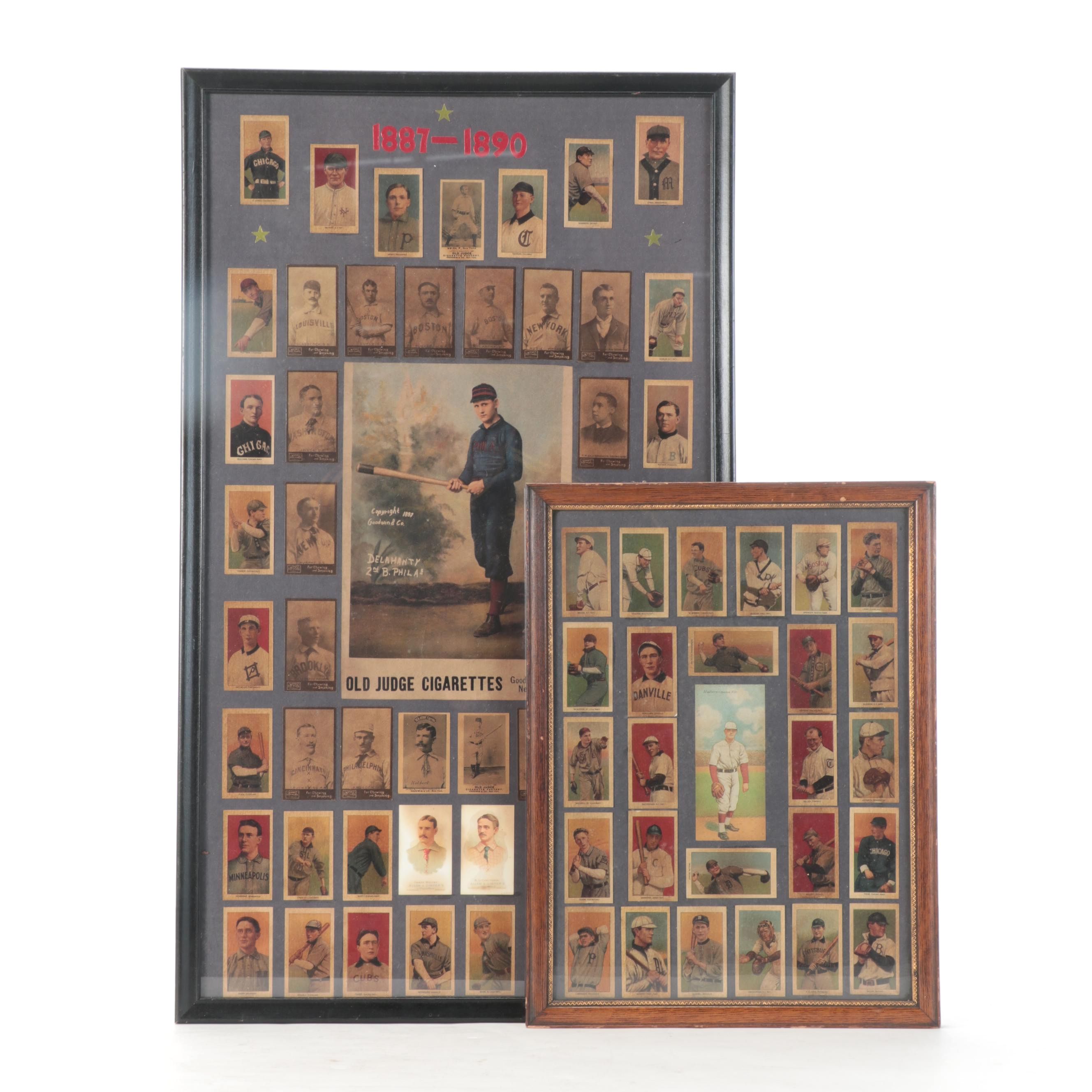 Old Judge, Other Framed Reprint Tobacco Card Collage Displays, Late 20th Century