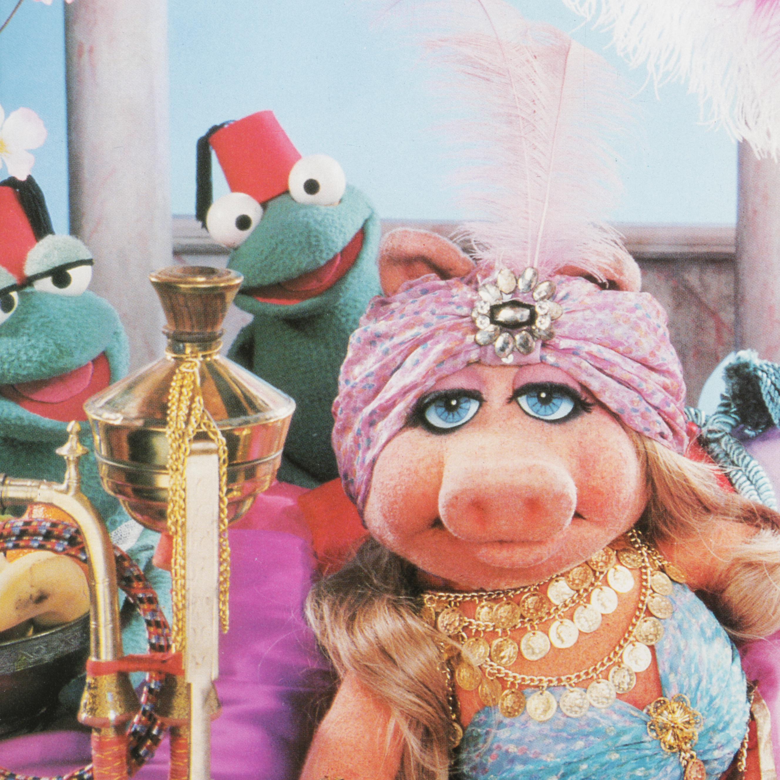 Miss Piggy Pampered by Frogs Offset Lithograph From "Miss Piggy's Poster Book"