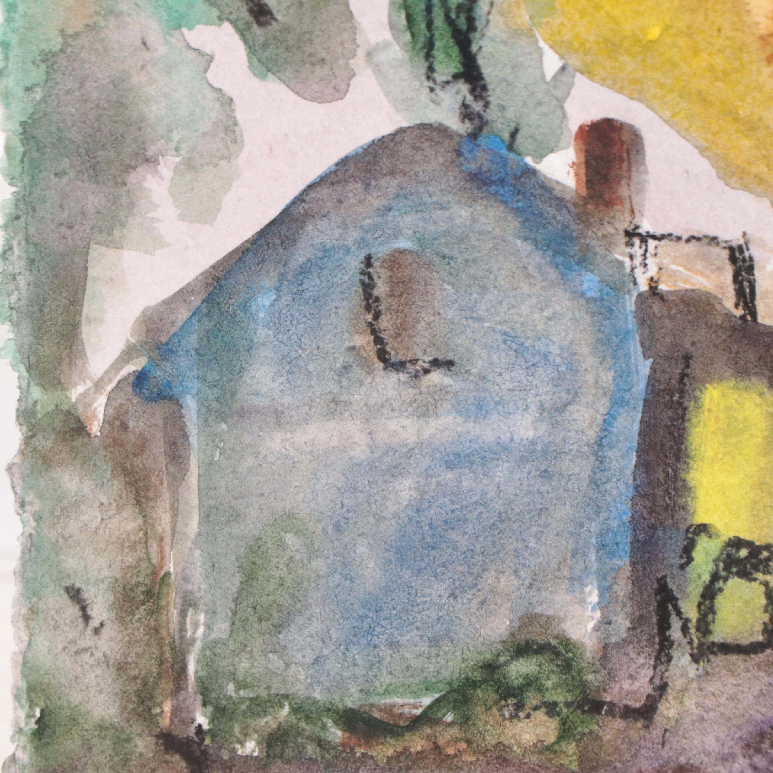 Marina Mozhayeva Watercolor Painting of Street Scene, 21st Century