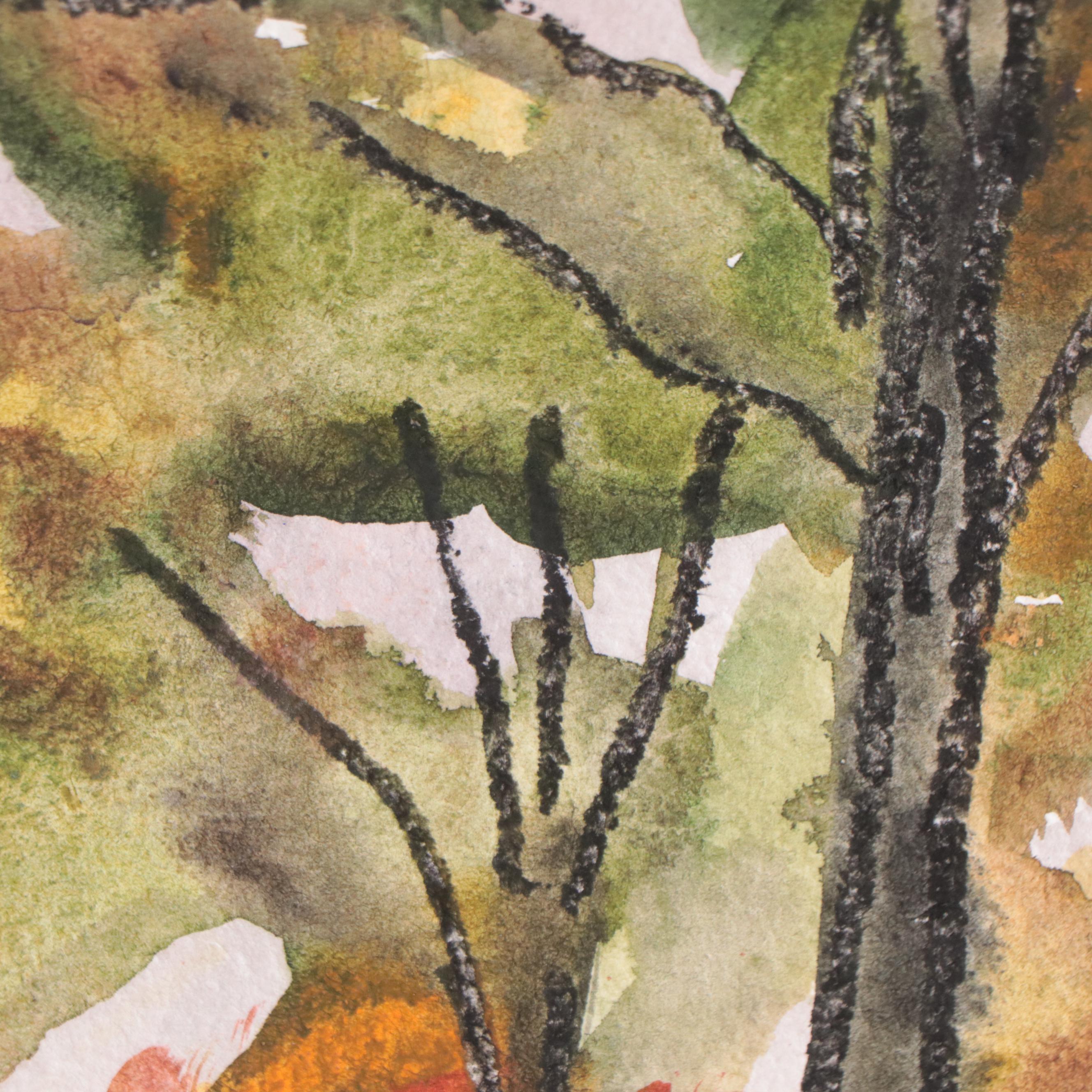 Marina Mozhayeva Watercolor Painting of Street Scene, 21st Century