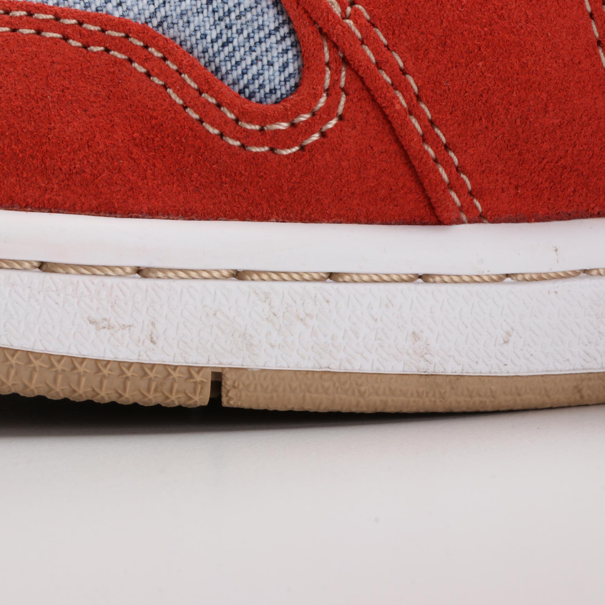 Men's Air Jordan 1 "Denim Red" Mid-Top Sneakers with Box