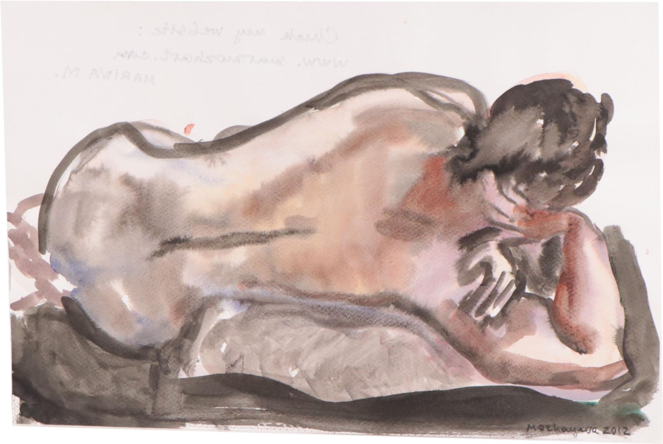 Marina Mozhayeva Watercolor Painting of Nude, 2012