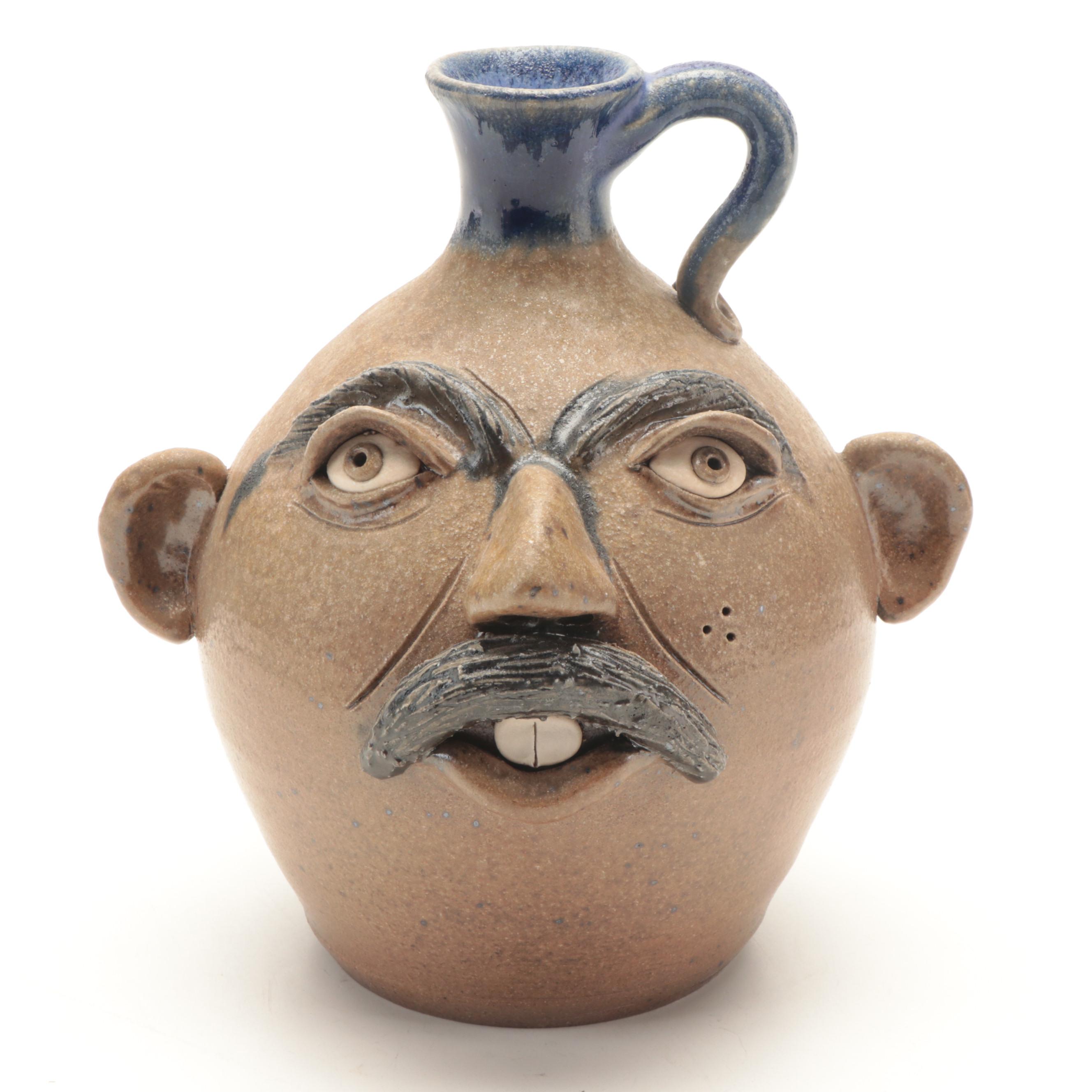 Bobbie Brewer for Lion's Den Pottery Handmade Stoneware Face Jug