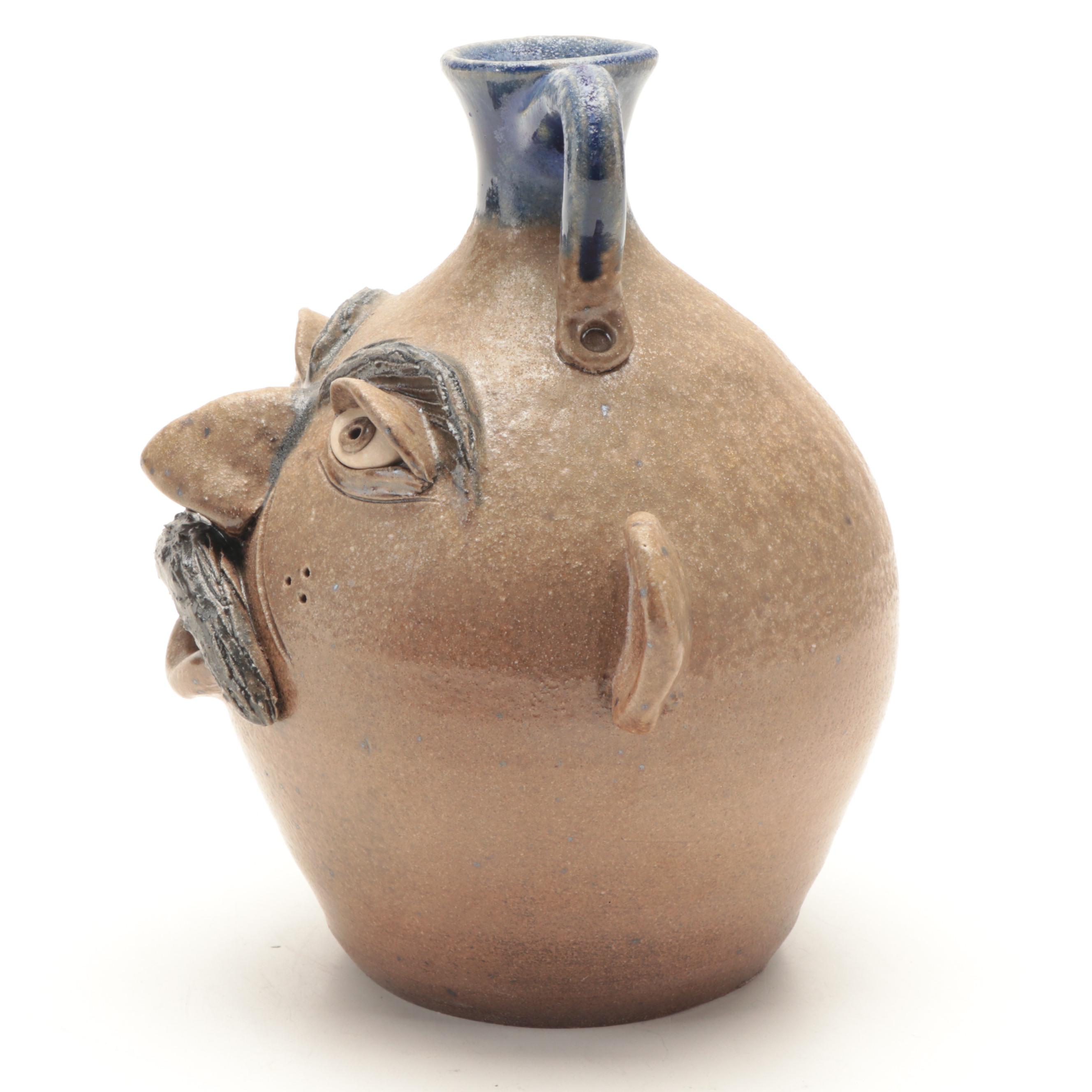 Bobbie Brewer for Lion's Den Pottery Handmade Stoneware Face Jug