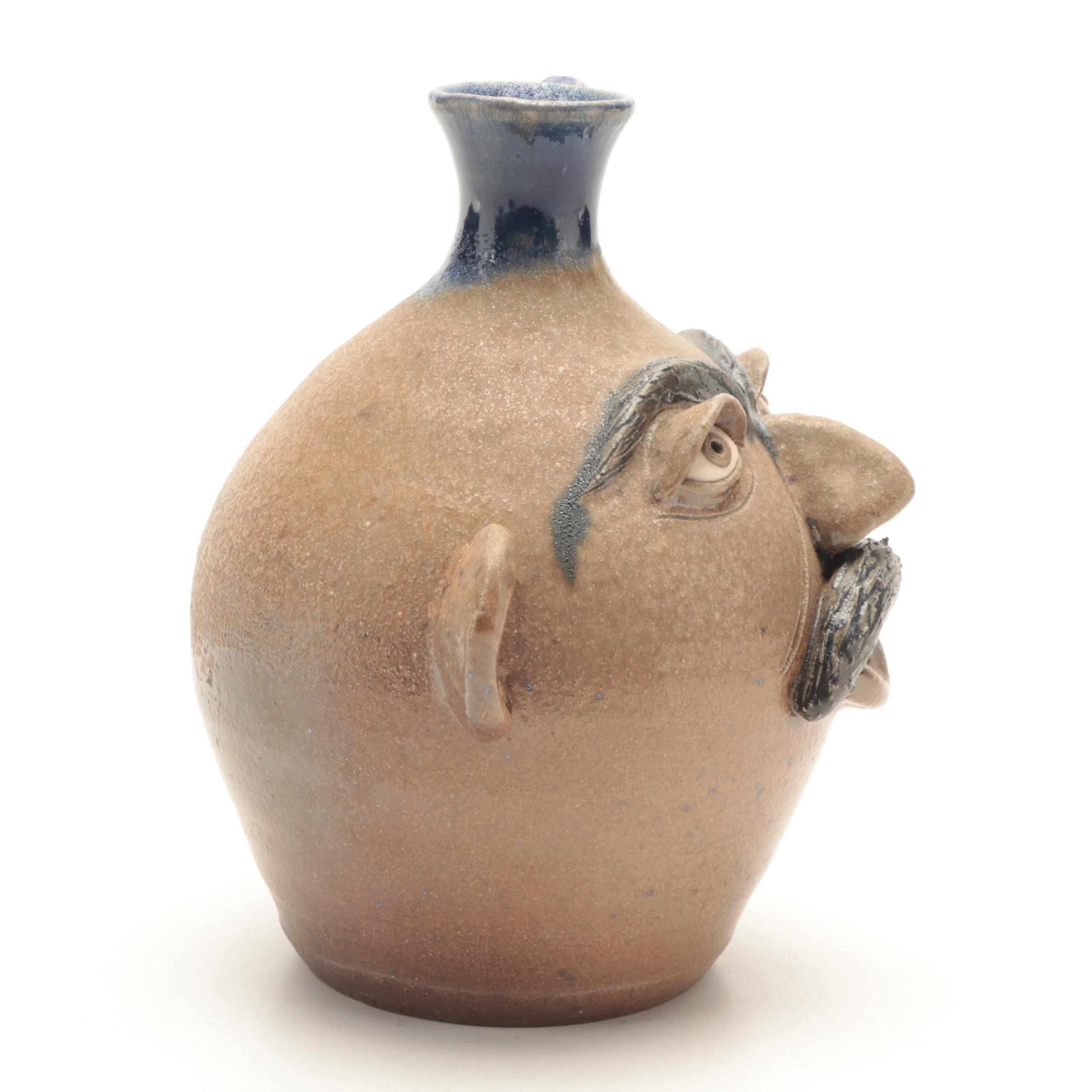 Bobbie Brewer for Lion's Den Pottery Handmade Stoneware Face Jug