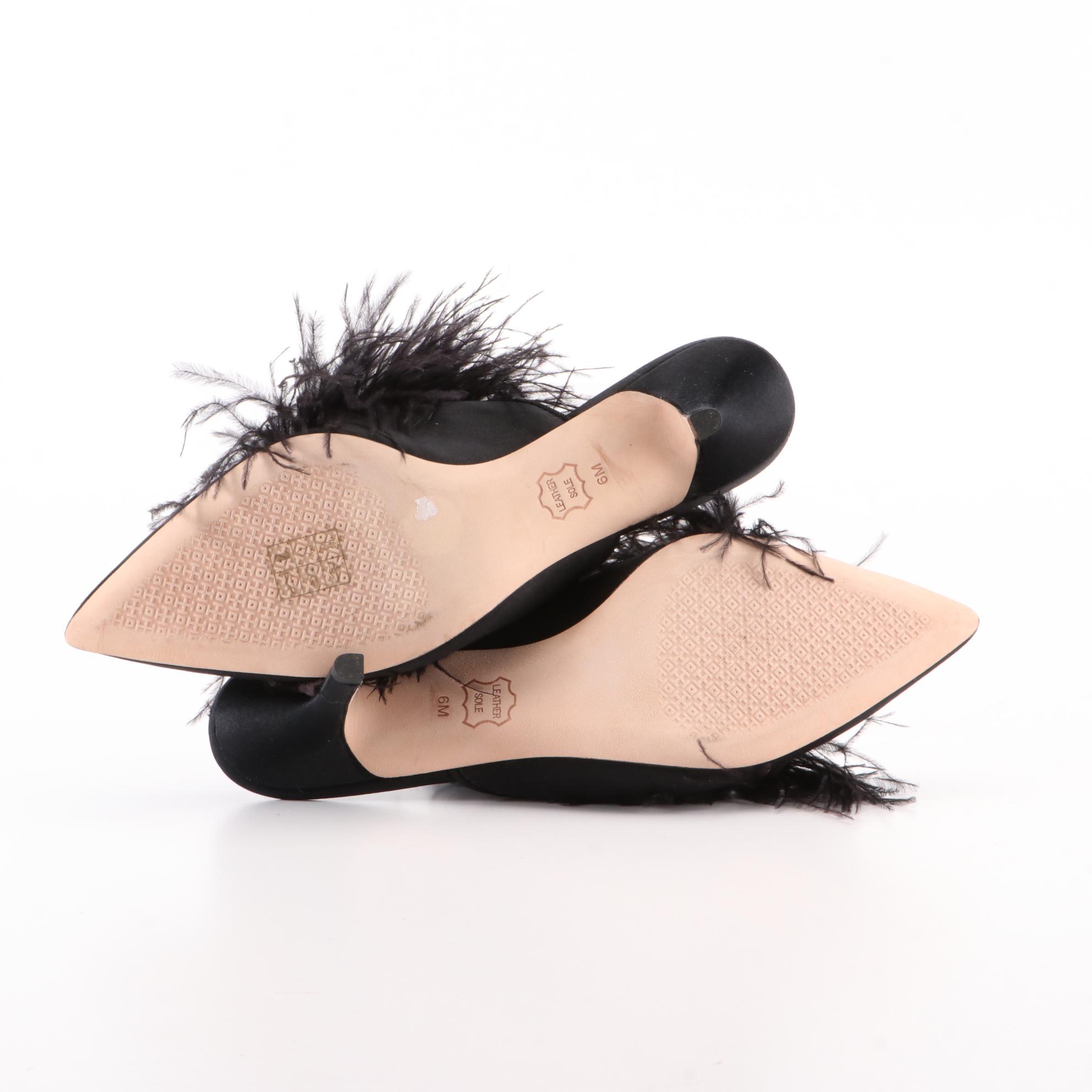 Tory Burch Elodie Embellished Mules in Black Satin