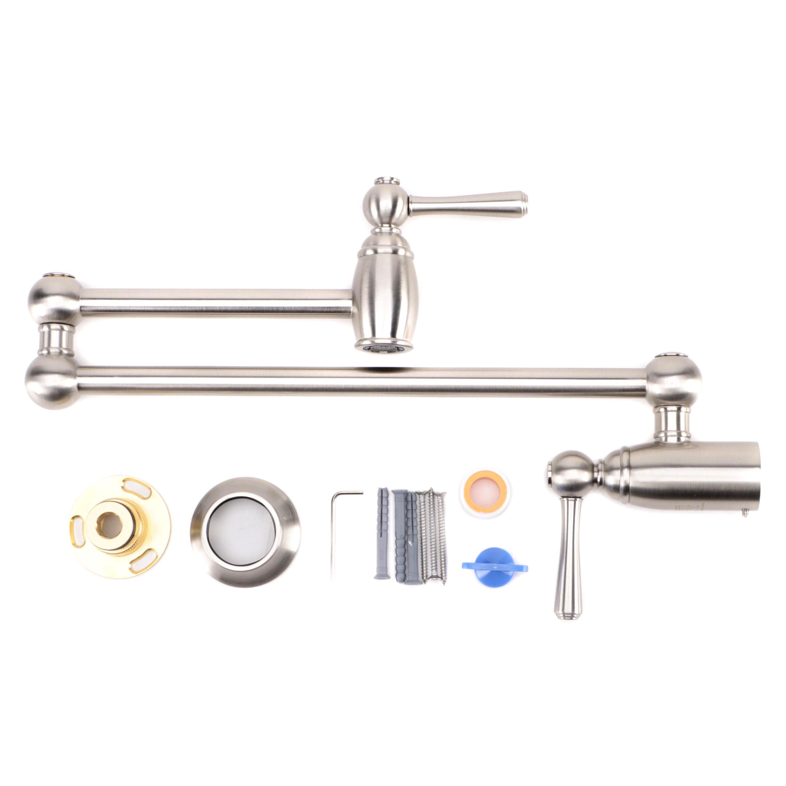 Brushed Nickel Finish Retractable Wall-Mount Pot Filler