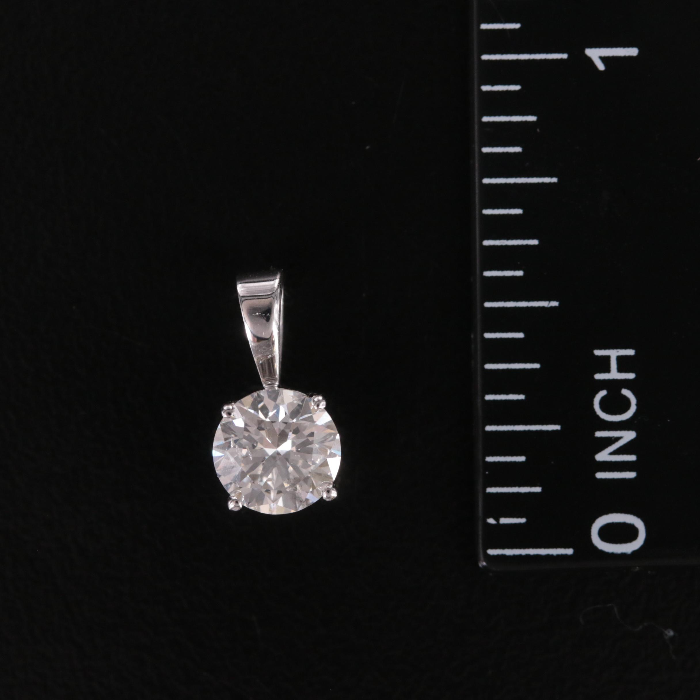 14K 1.00 CT Lab Grown Diamond Solitaire Pendant