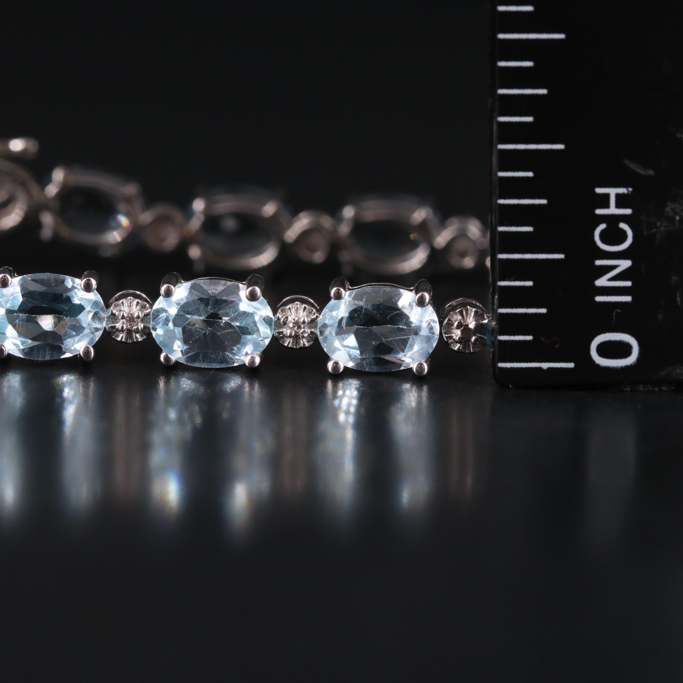Sterling Silver Topaz and Cubic Zirconia Line Bracelet