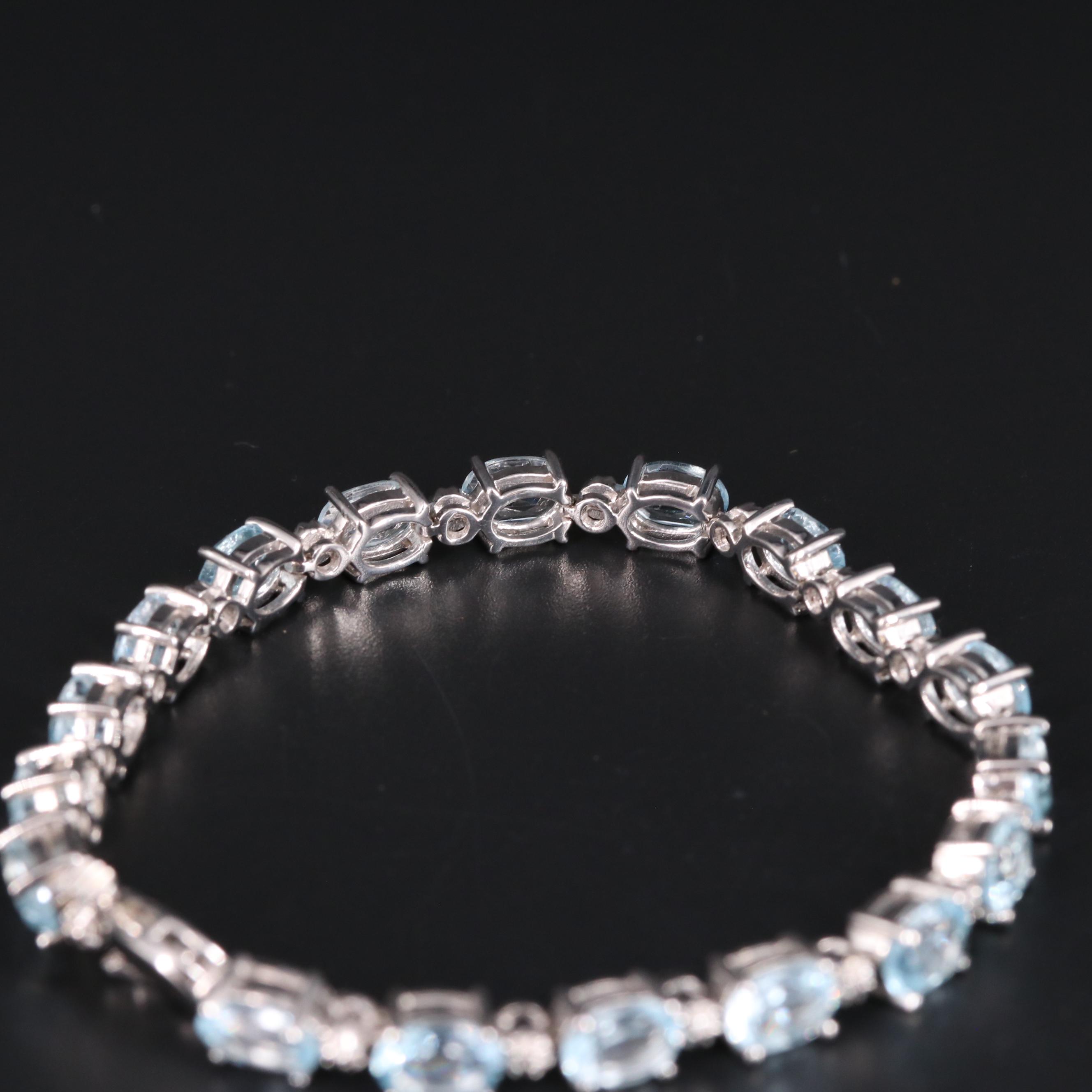 Sterling Silver Topaz and Cubic Zirconia Line Bracelet