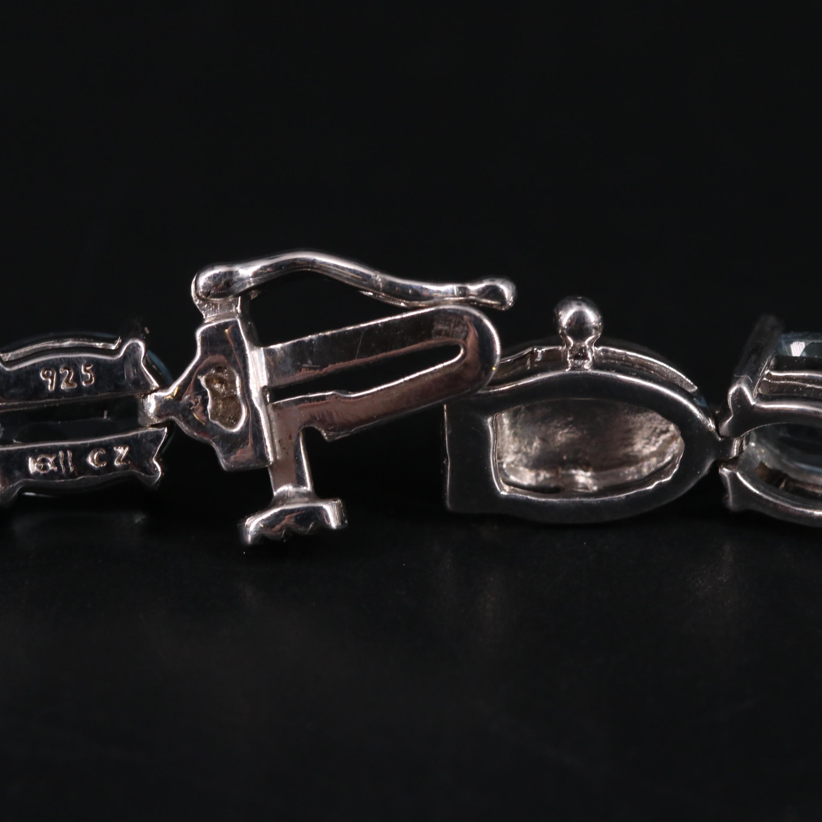 Sterling Silver Topaz and Cubic Zirconia Line Bracelet