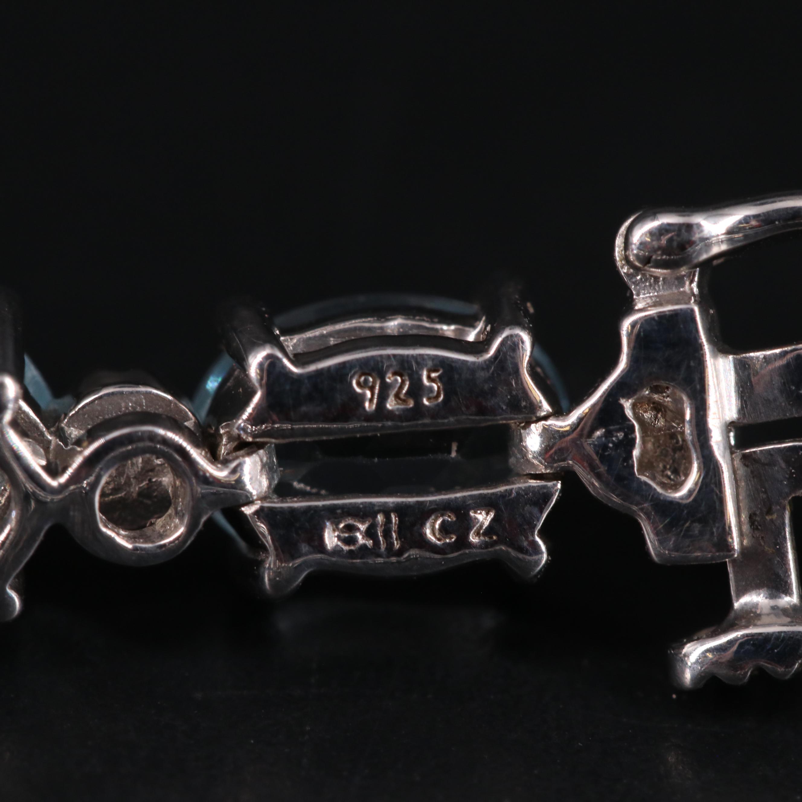 Sterling Silver Topaz and Cubic Zirconia Line Bracelet