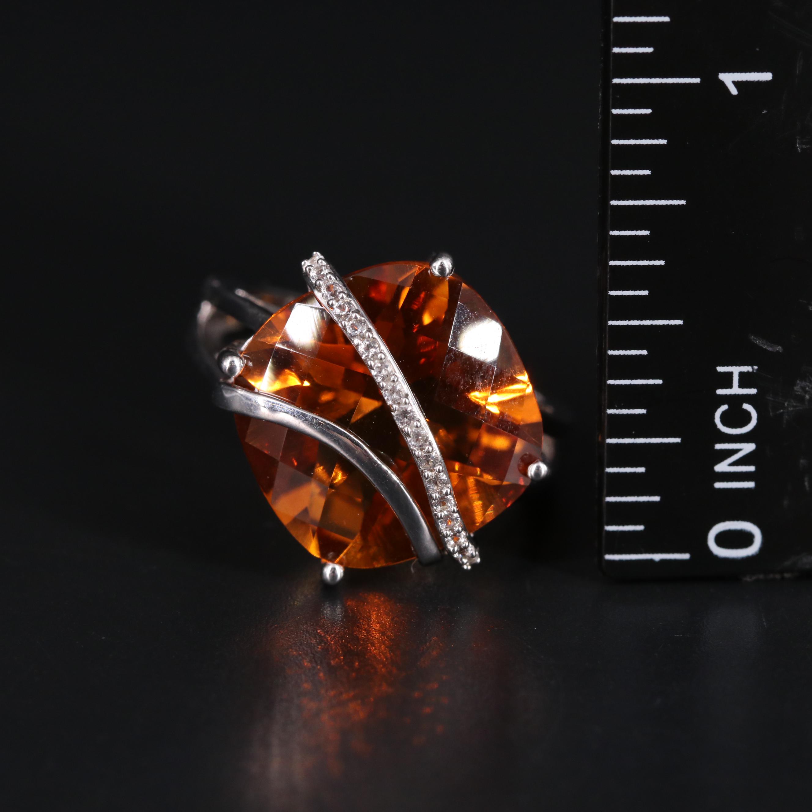 Sterling Silver Citrine and Sapphire Ring