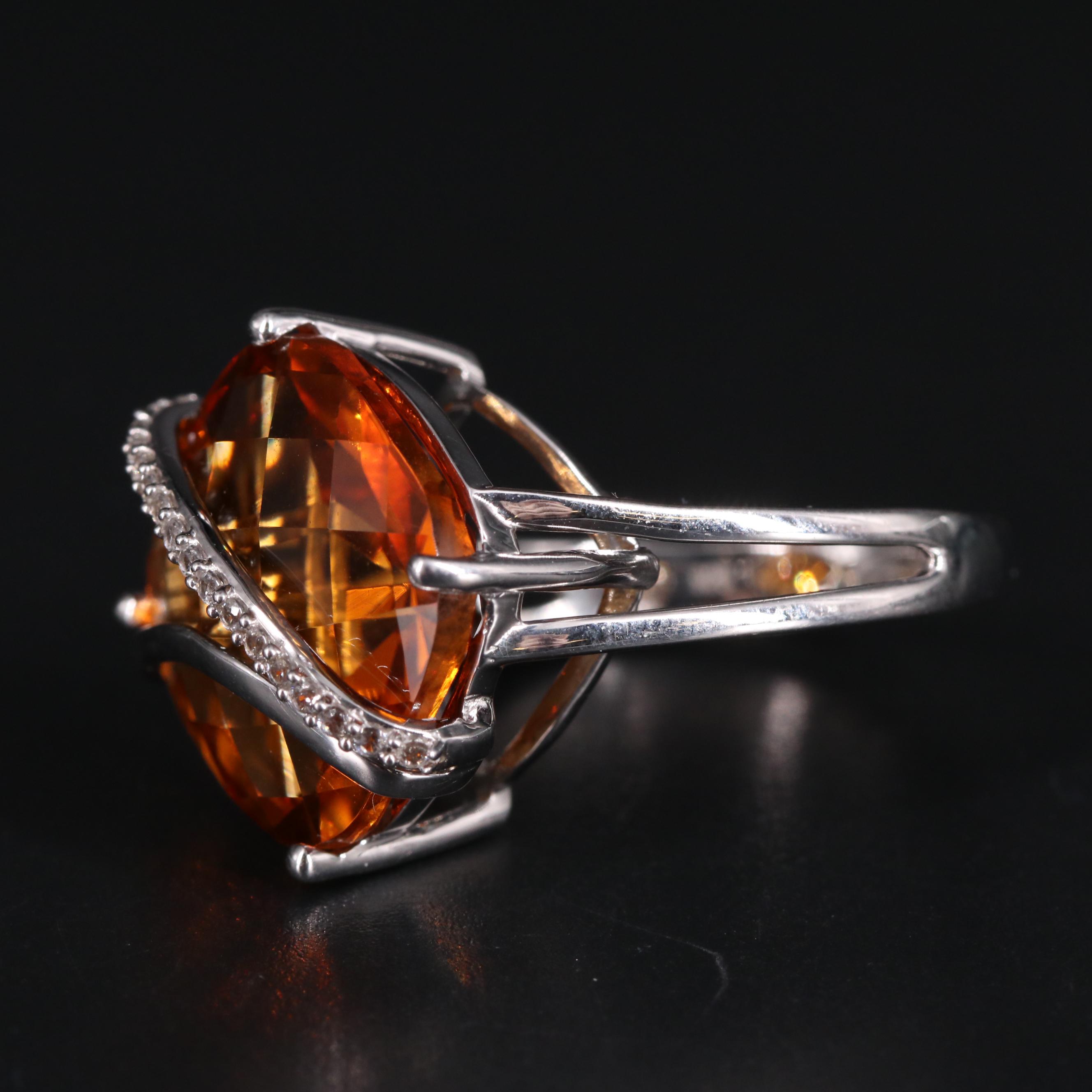 Sterling Silver Citrine and Sapphire Ring