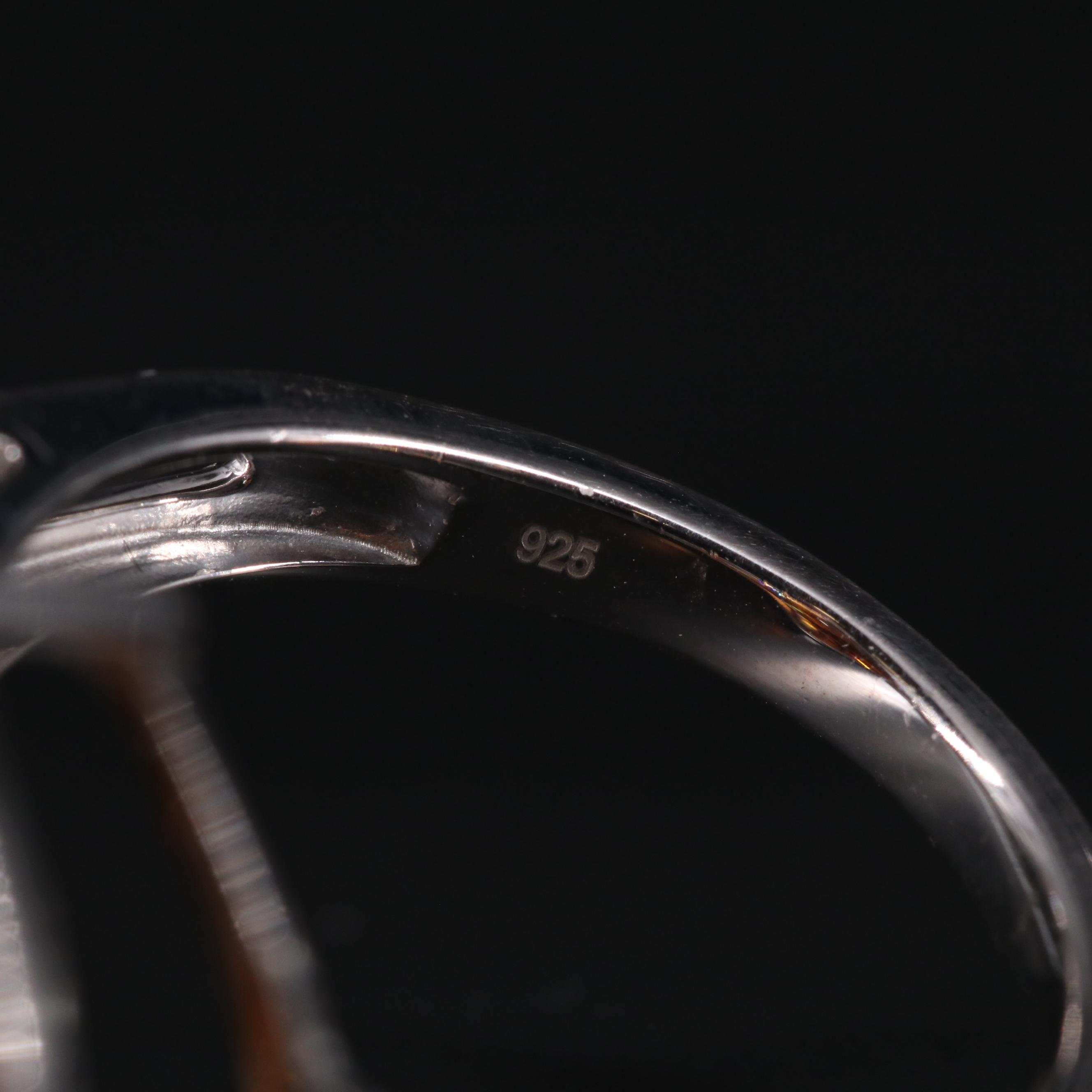 Sterling Silver Citrine and Sapphire Ring