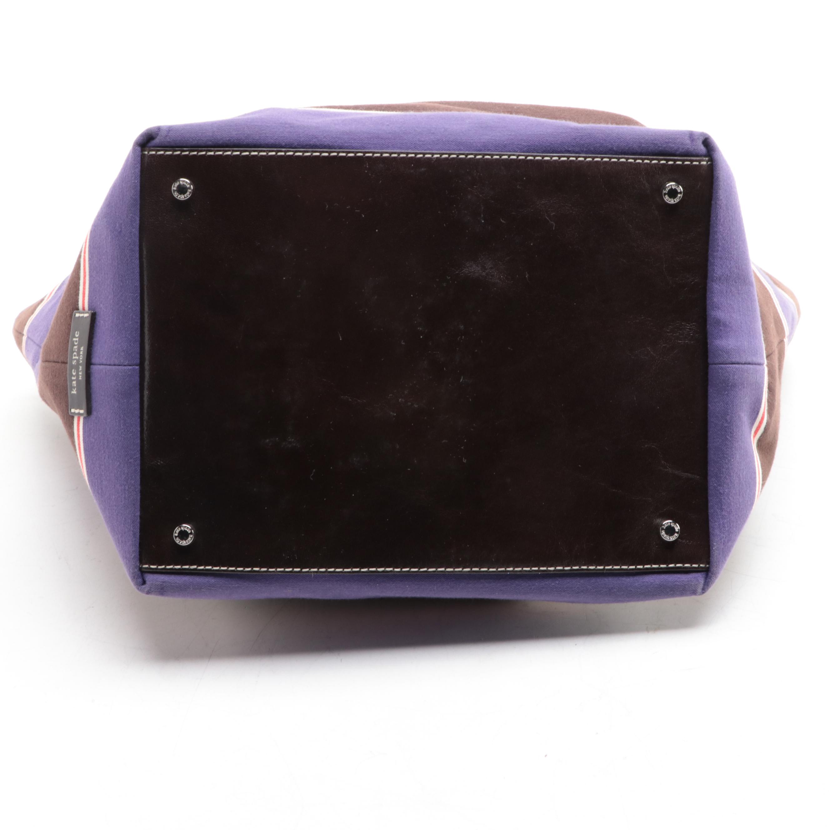 Kate Spade Tote Bag in Striped Canvas, Crossbody Bag, and Small Pouch in Leather