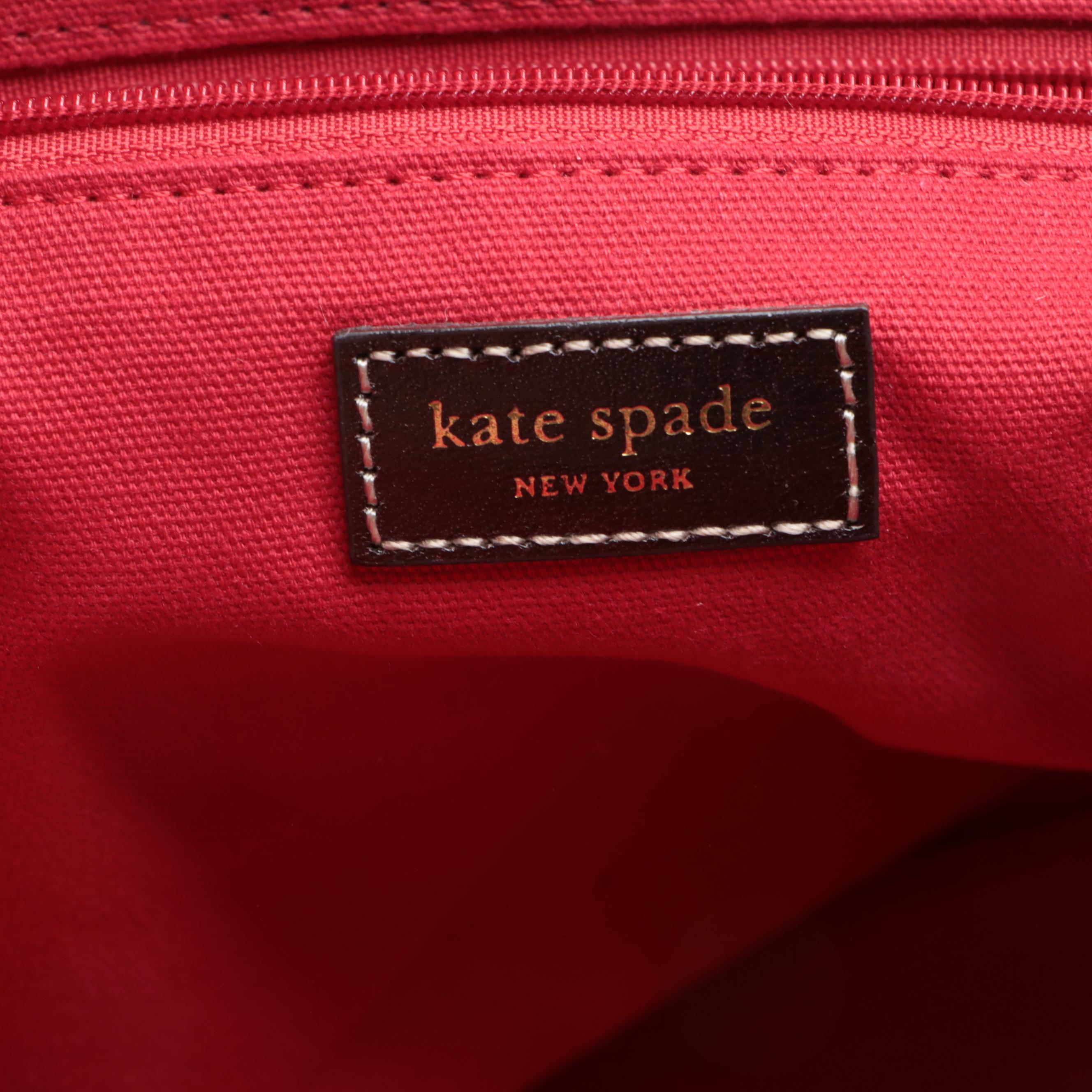 Kate Spade Tote Bag in Striped Canvas, Crossbody Bag, and Small Pouch in Leather