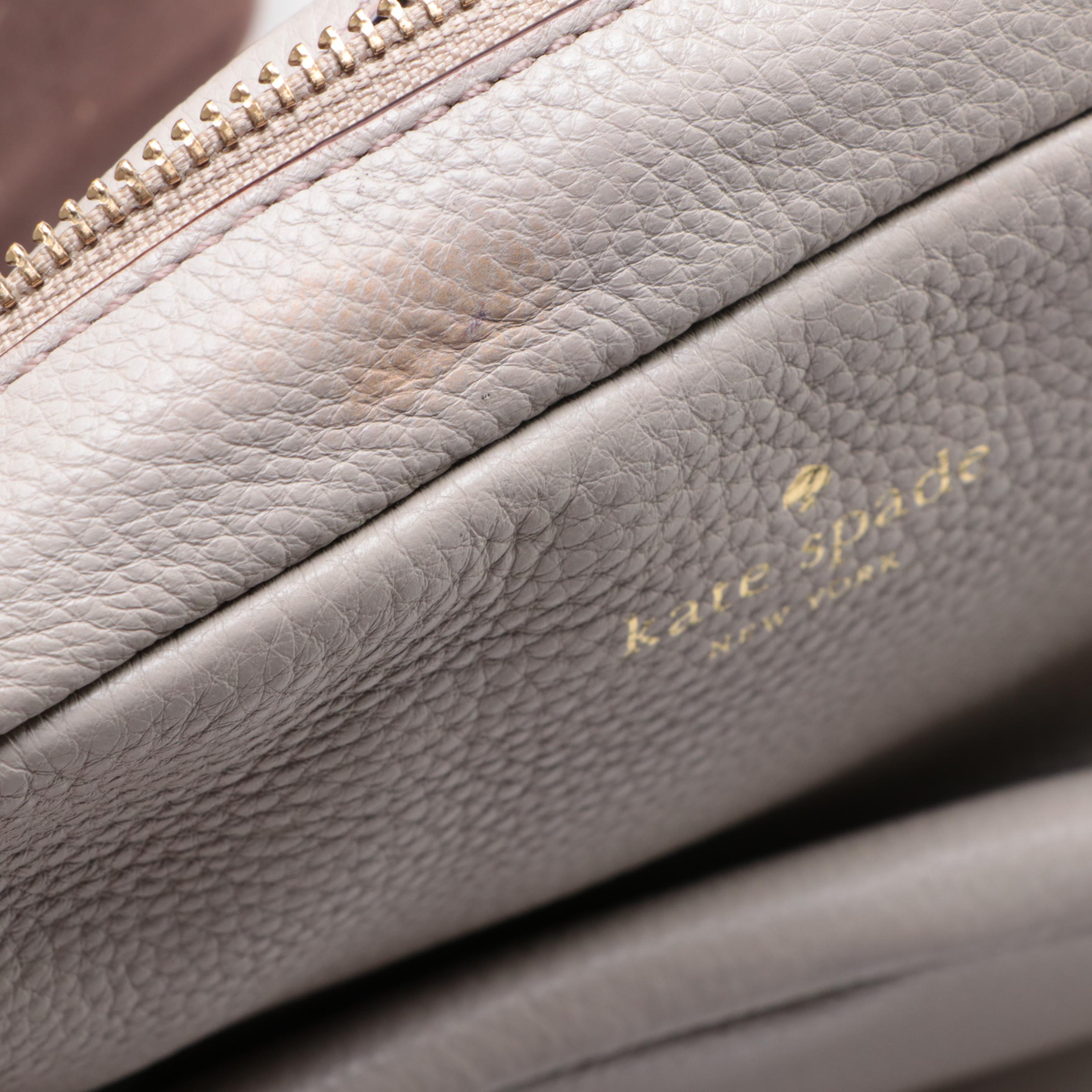 Kate Spade Tote Bag in Striped Canvas, Crossbody Bag, and Small Pouch in Leather