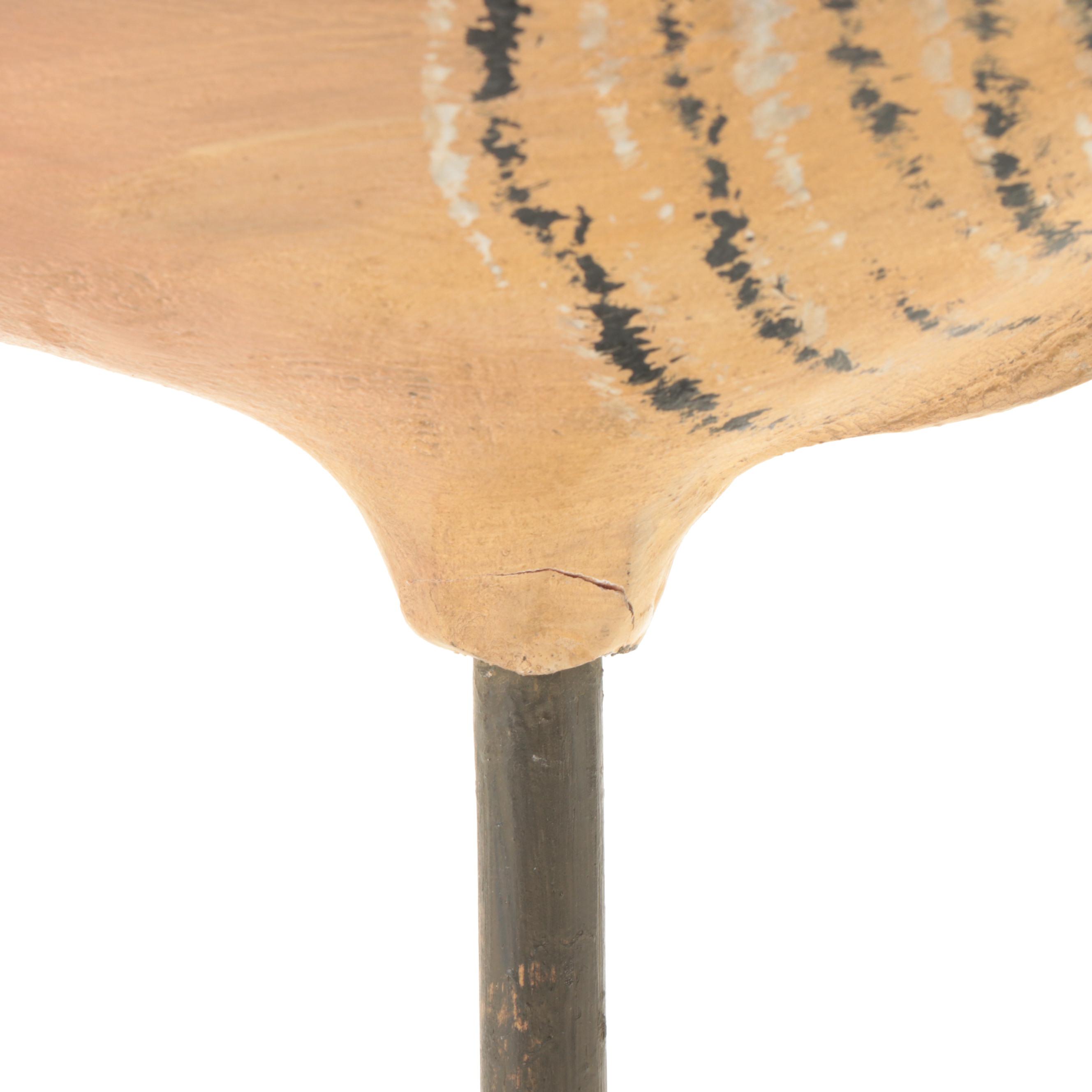 Artist Made Hand-Painted Carved Wood Salt Water Marsh Hen on Burlwood