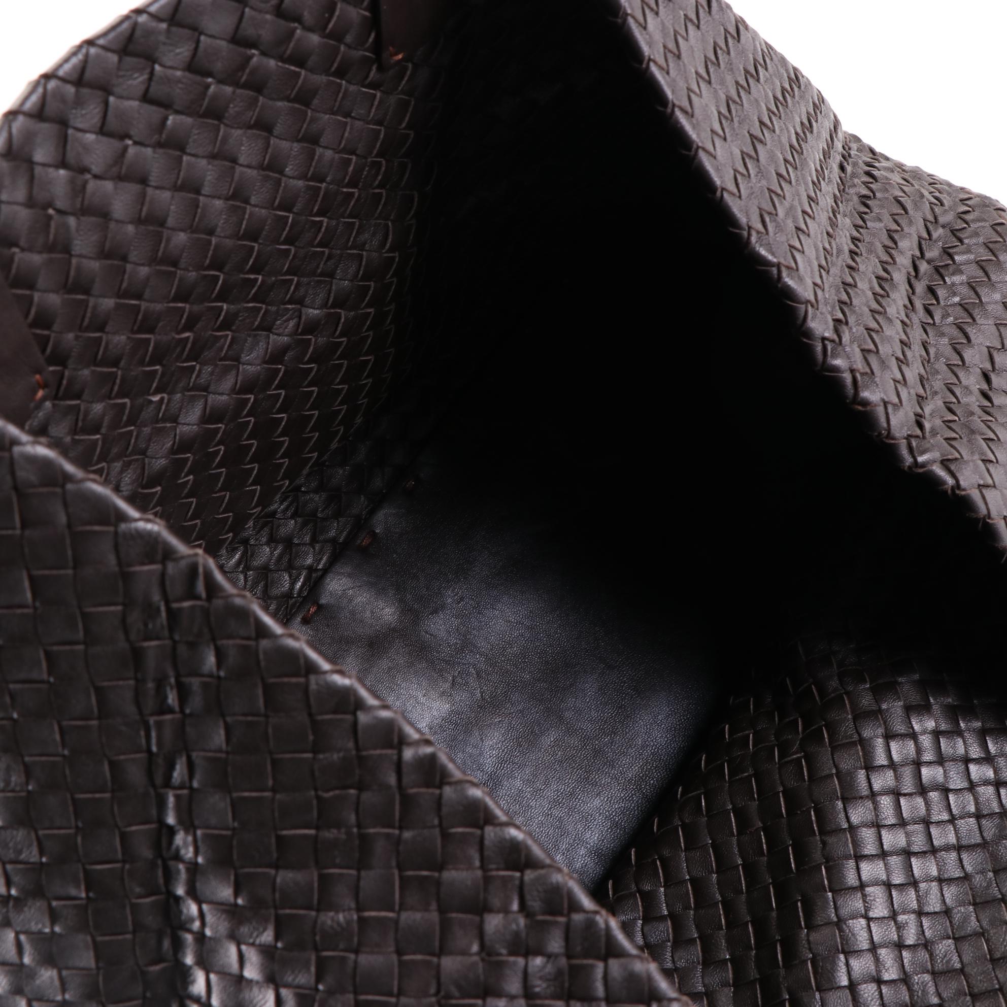 Large Tote in Dark Brown Woven Leather