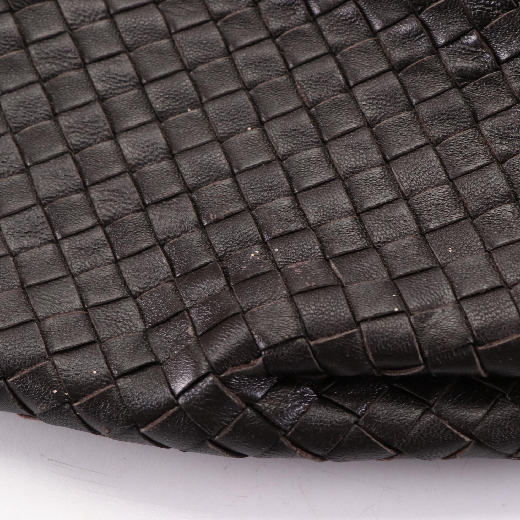 Large Tote in Dark Brown Woven Leather