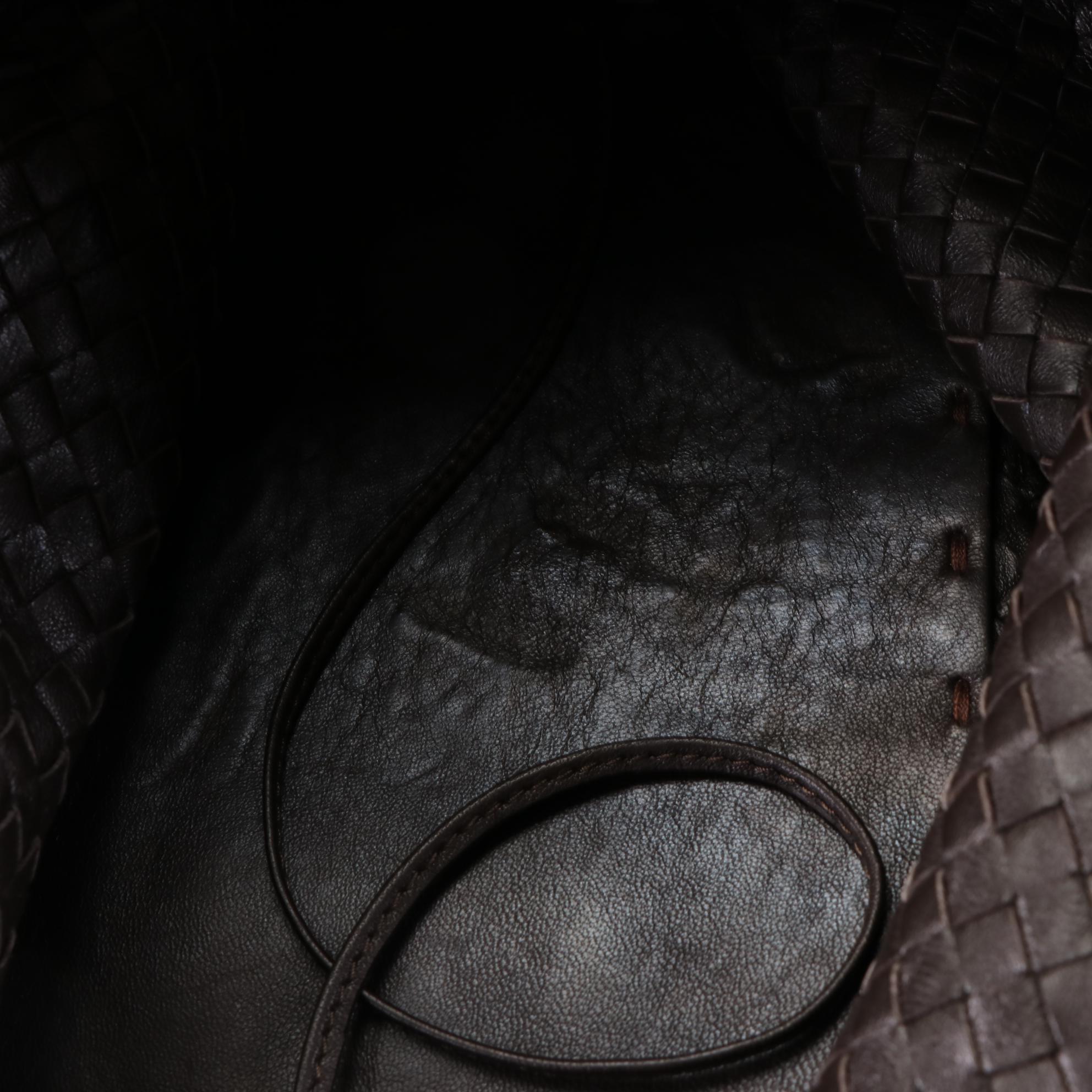 Large Tote in Dark Brown Woven Leather