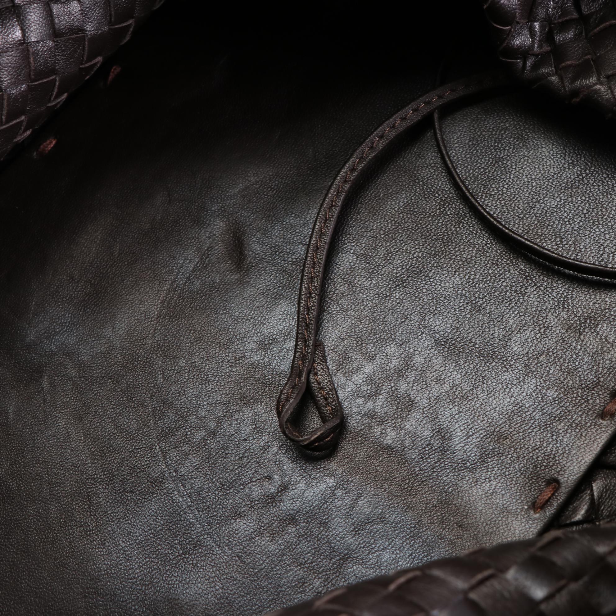 Large Tote in Dark Brown Woven Leather