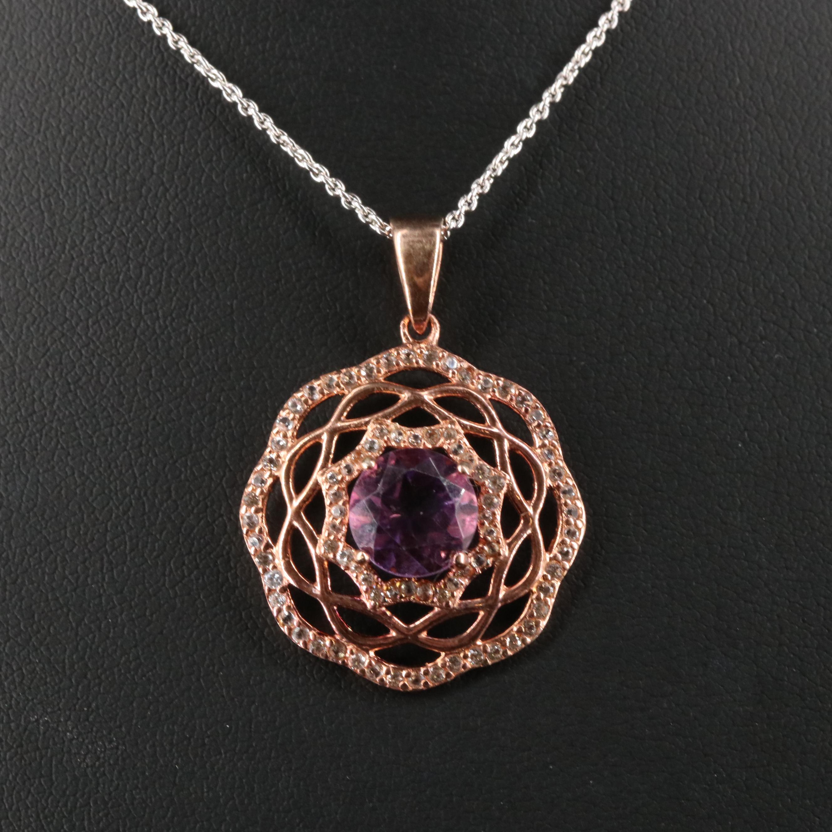 Sterling Silver Amethyst and Sapphire Necklace